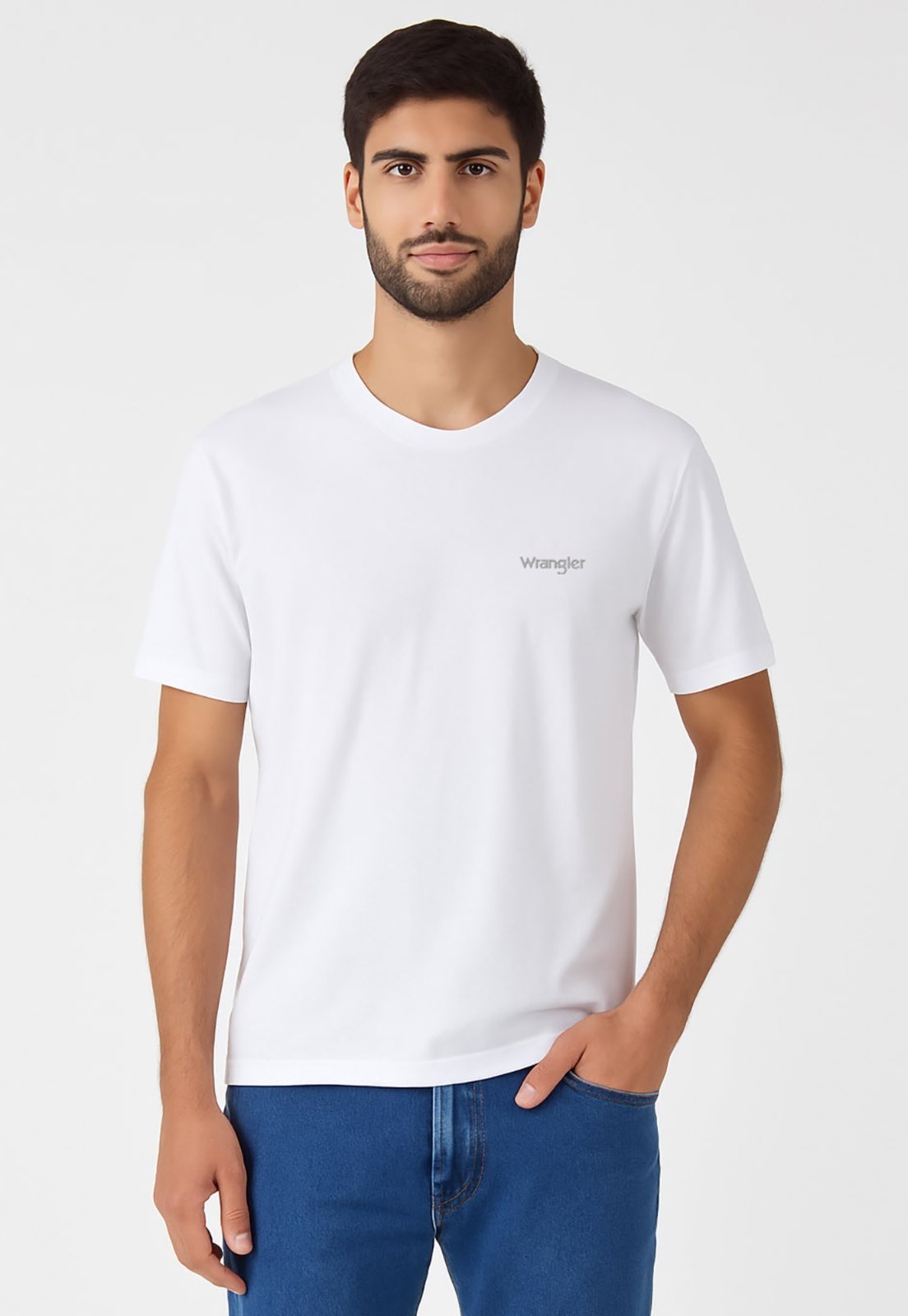 Camiseta Wrangler Gola Careca Flame Branco