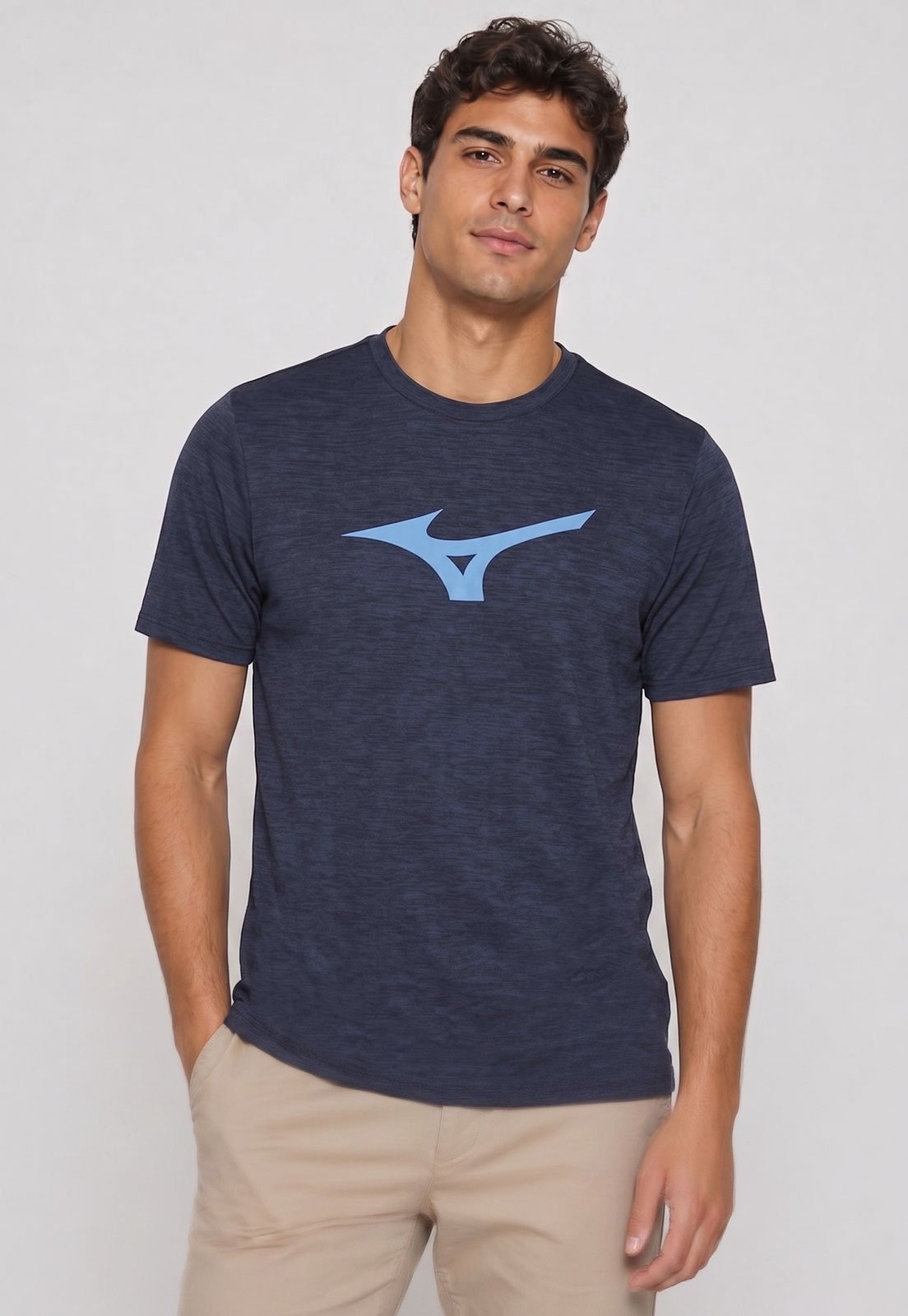 Camiseta Masculina Mizuno Estampa Frontal Azul Marinho