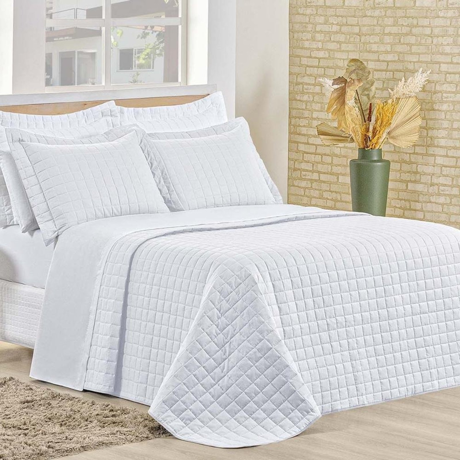 Cobre Leito Queen Montreal Algodão 150 Fios 3 Peças - Branco