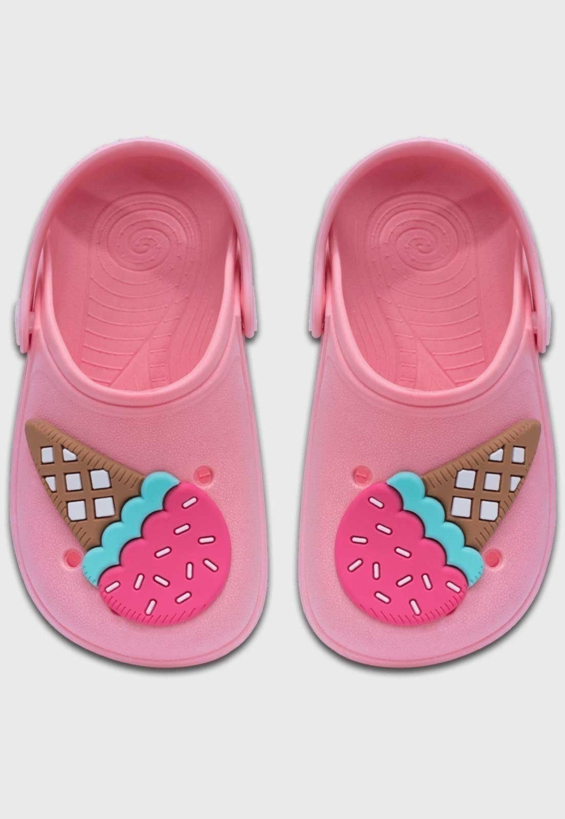 Vista 3 Infantil - Babuche Feminino Pópidi Chinelo Menina Sorvete rosa Pópidí rosa