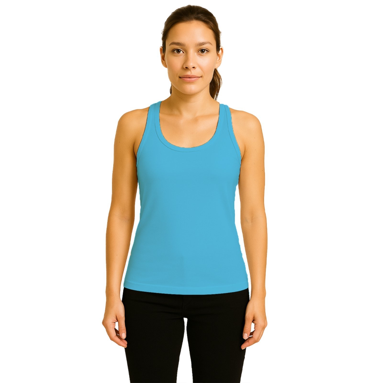 Vista 3 Kit 3 Camisetas Femininas FMF Regata Nadador Academia Fitness preto FMF preto