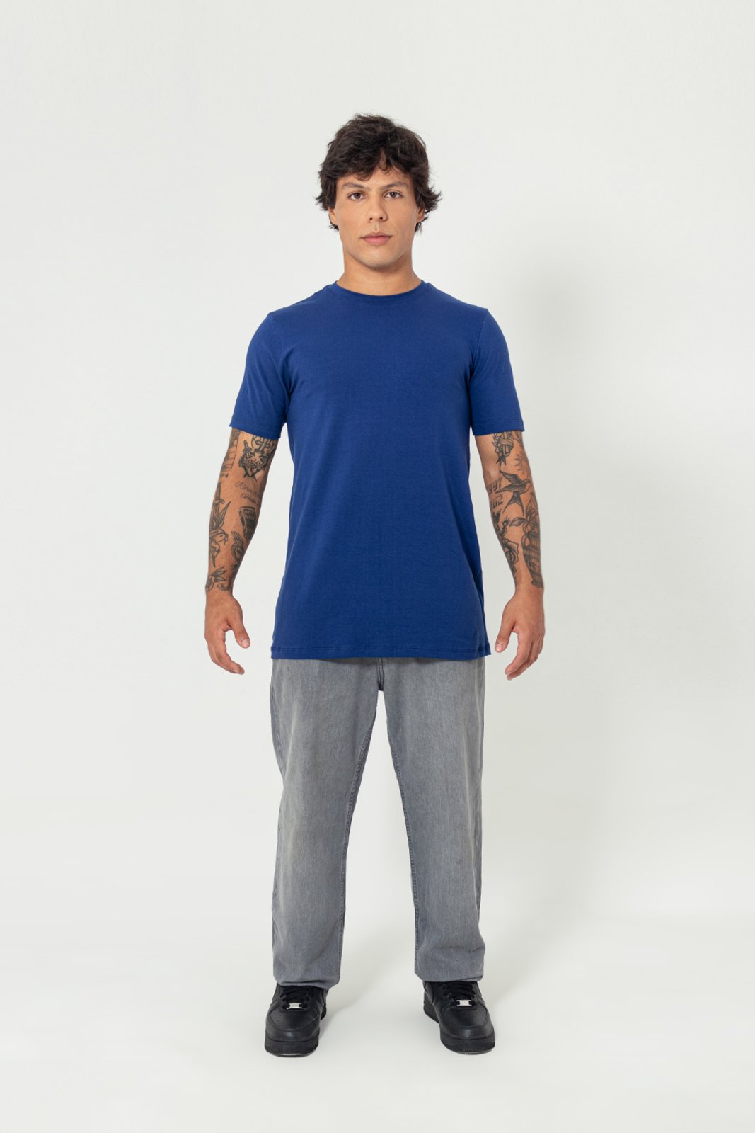 Camiseta Slim Cotton Streetwear Azul Marinho Camisa Unissex