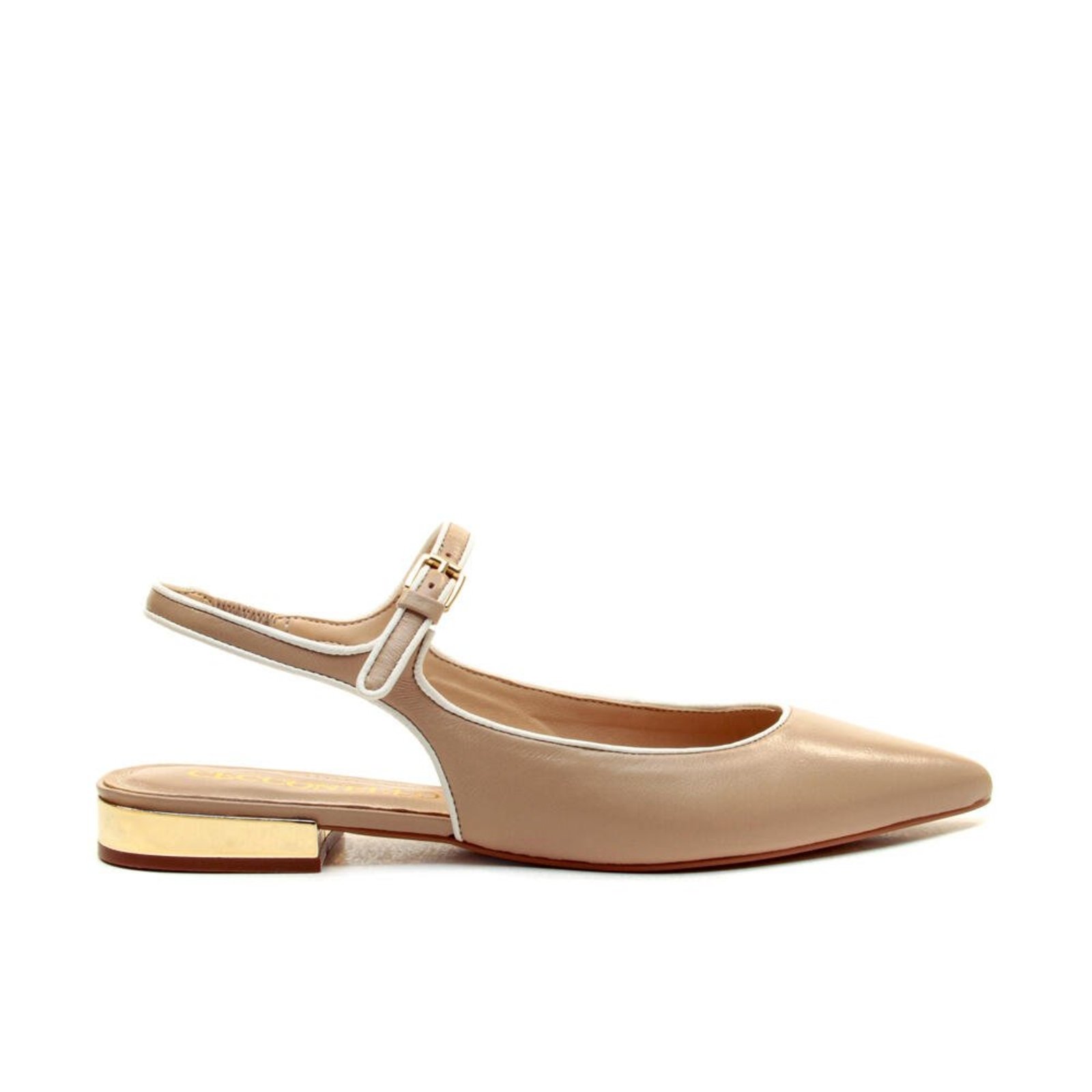 Sapatilha Slingback Couro Nude Cecconello 3075001-2