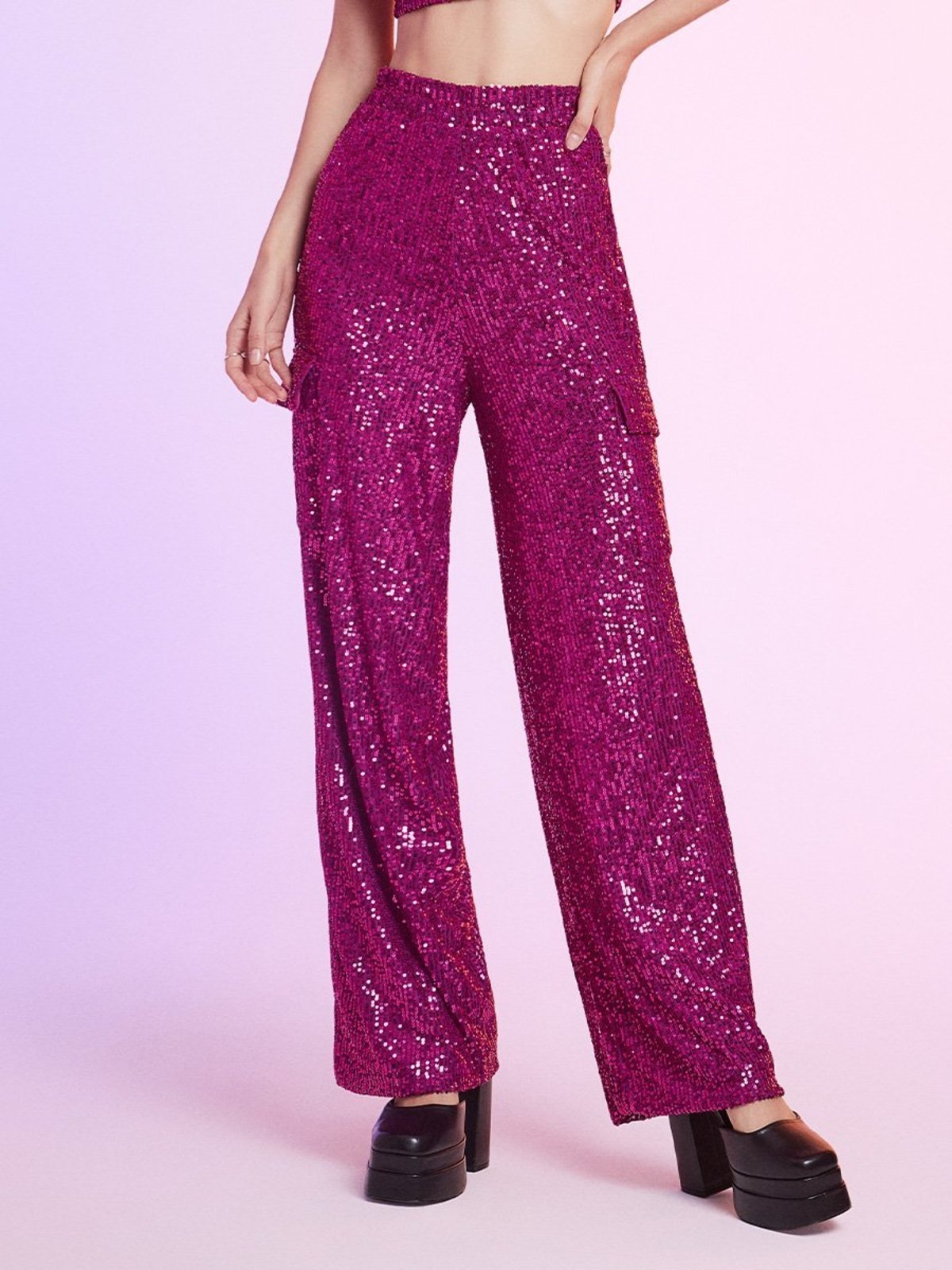 Calça Fúcsia de Paetê
