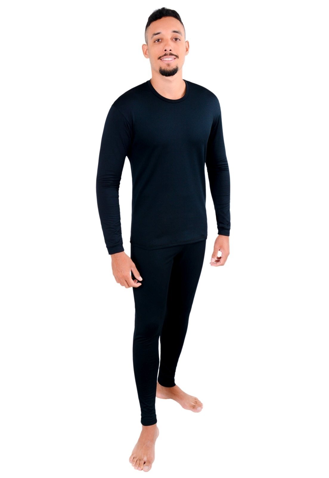 Conjunto Térmico RT Frio Extremo Masculino Segunda Pele 250g Peluciada com Fleece Inverno Viagem Neve Moto Esportes Outdoor Preto