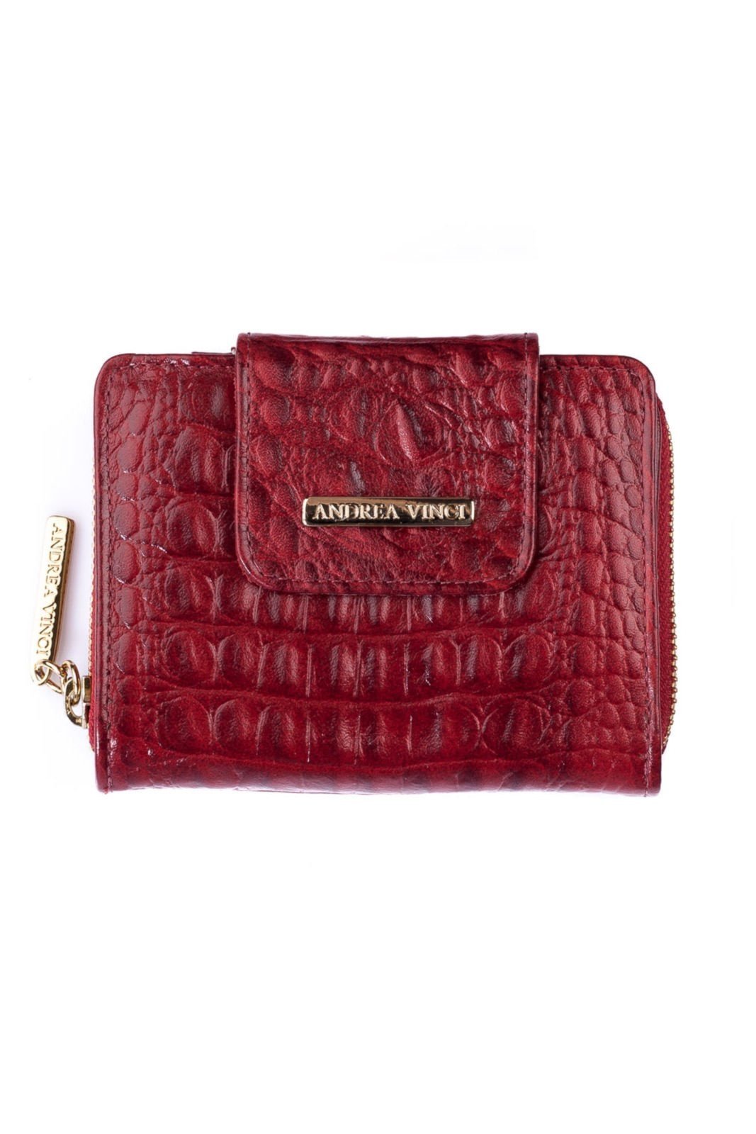Vista 2 Carteira feminina de couro croco Lolla 10x13cm Andrea Vinci bege Andrea Vinci bege