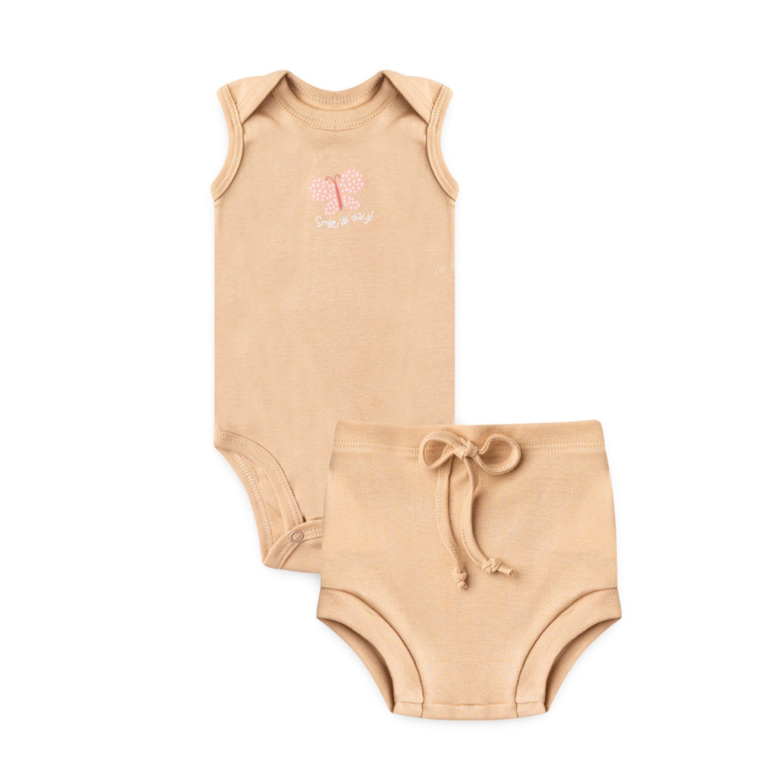 Infantil - Conjunto Body Regata e Tapa Fralda do Papai Nude Cake Borboleta