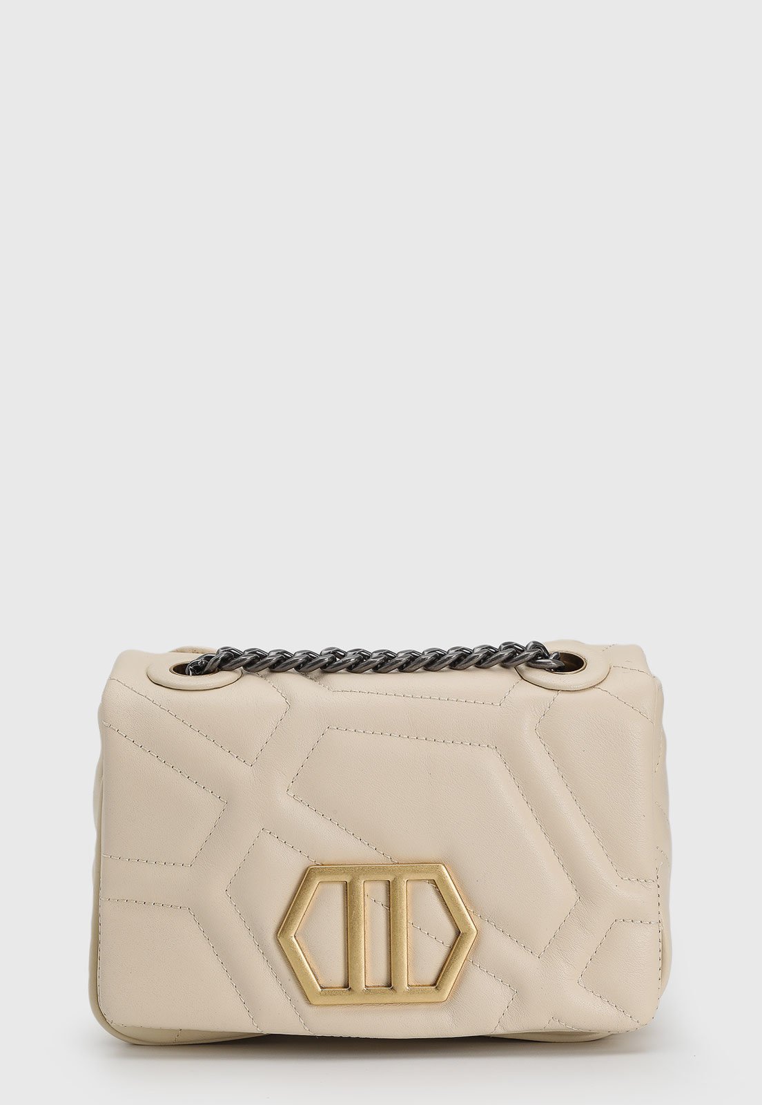 Vista 2 Bolsa Feminina Arezzo Matelassê Logo Dourada Off-White off-white white Arezzo off-white white