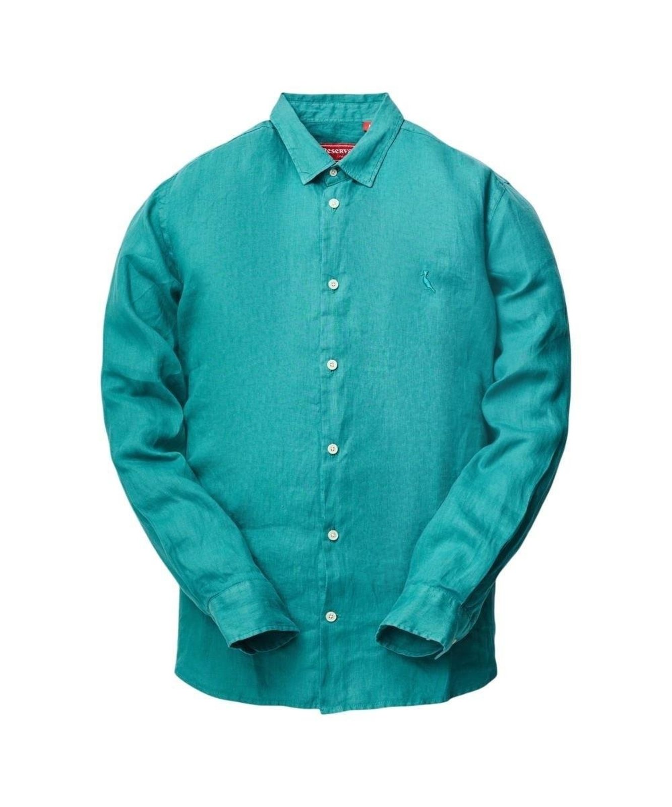 Vista 3 Camisa Manga Longa Linho Reserva ESMERALDA verde Reserva verde