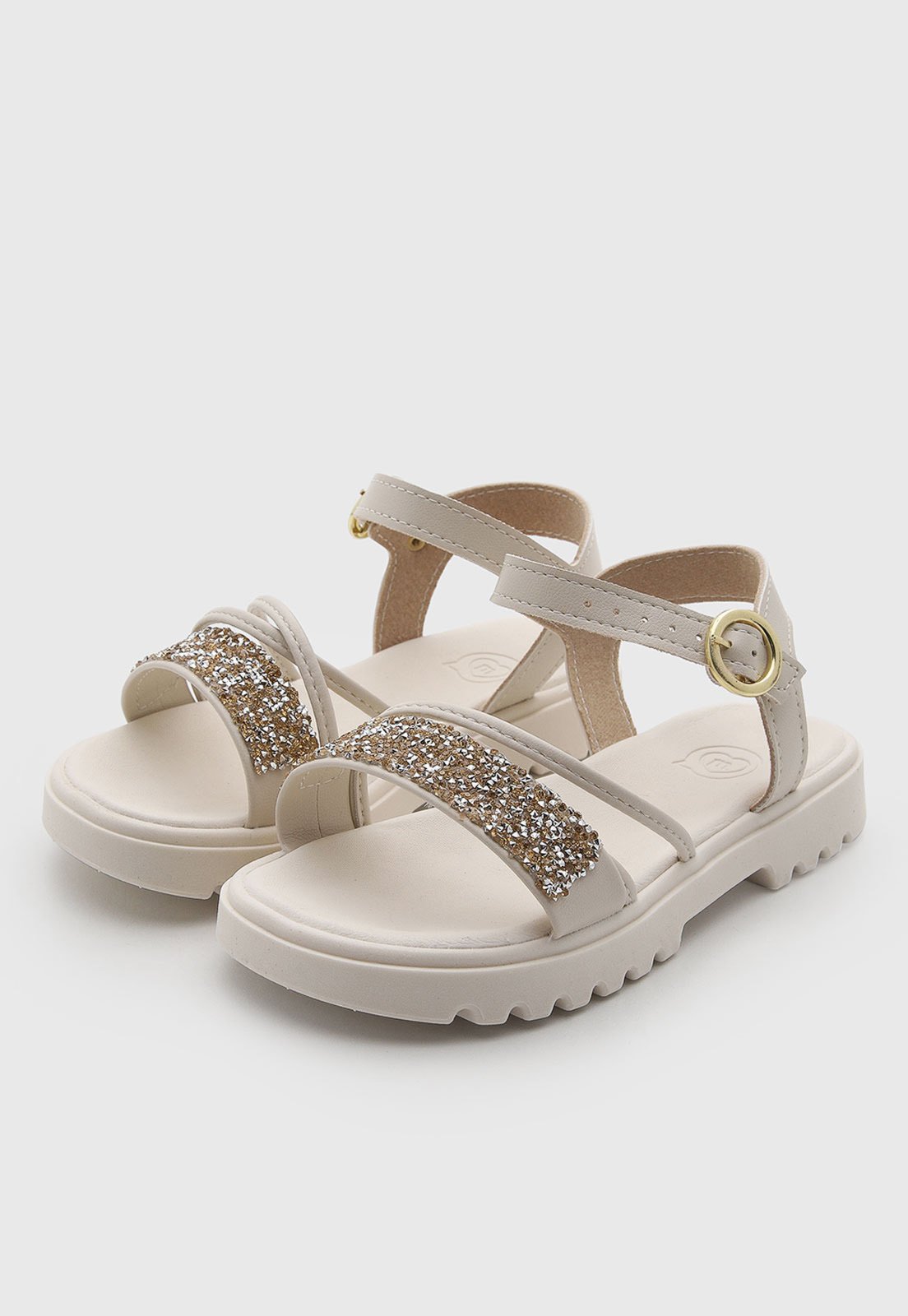 Infantil - Sandália Molekinha Fivela Detalhe Brilhante Off-white