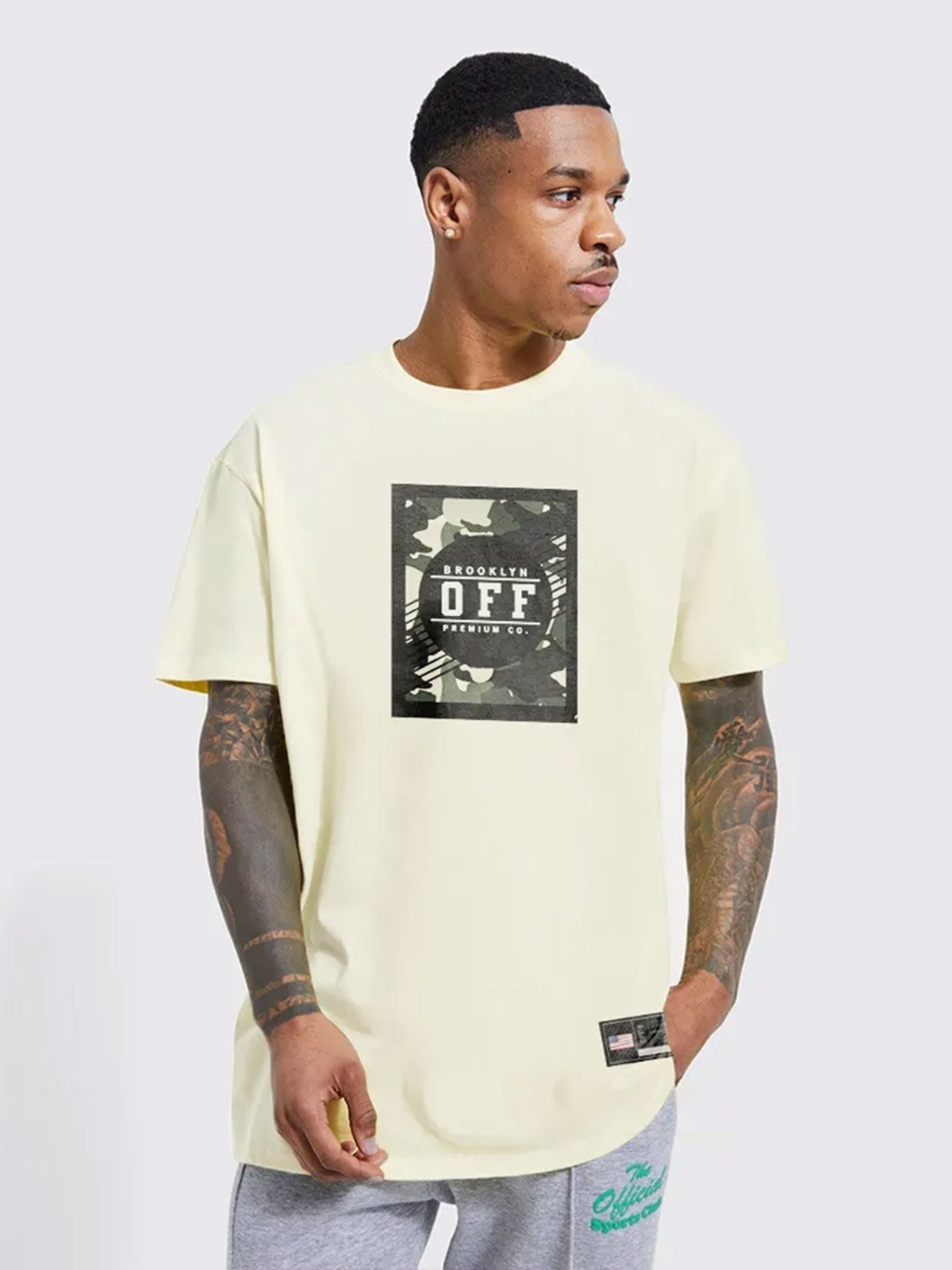 Camiseta Oversized Streetwear Off-Y Camouflaged