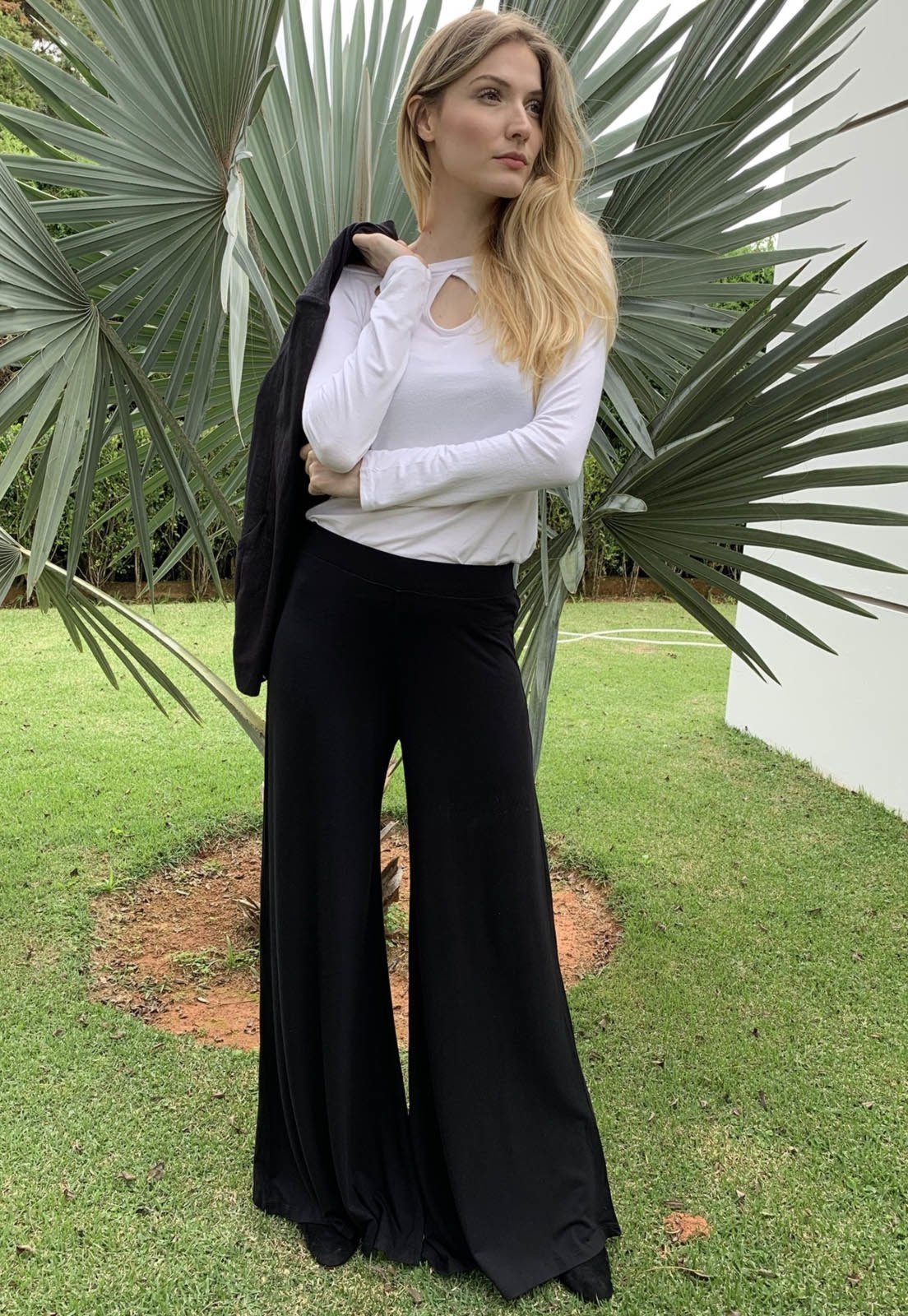 Calça Pantalona Amazonia Vital Malha Granja Preta