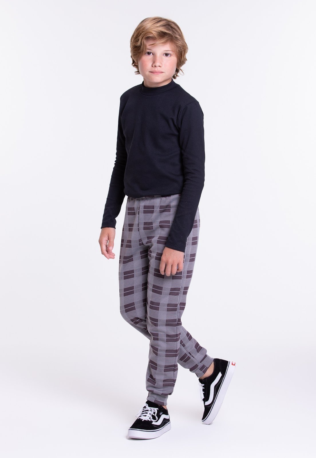 Infantil – Conjunto Masculino Golinha Jacquard Preto – Vida Costeira