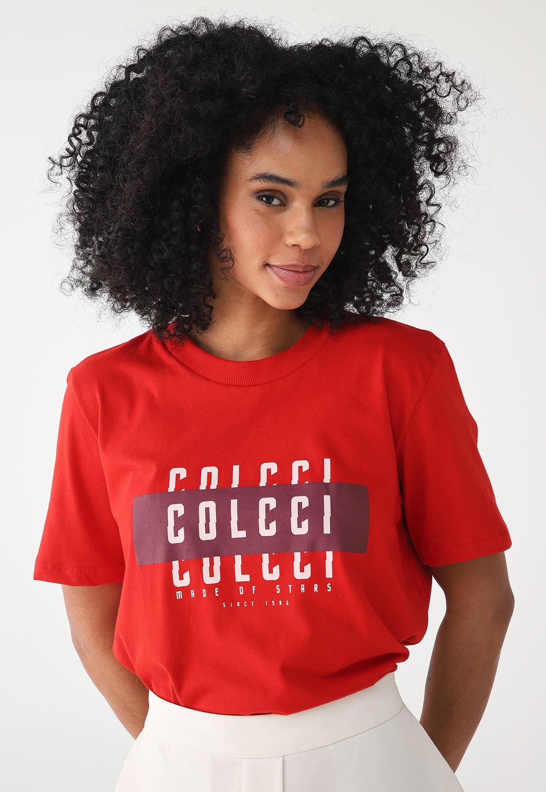 Camiseta Colcci Reta Logo Vermelha