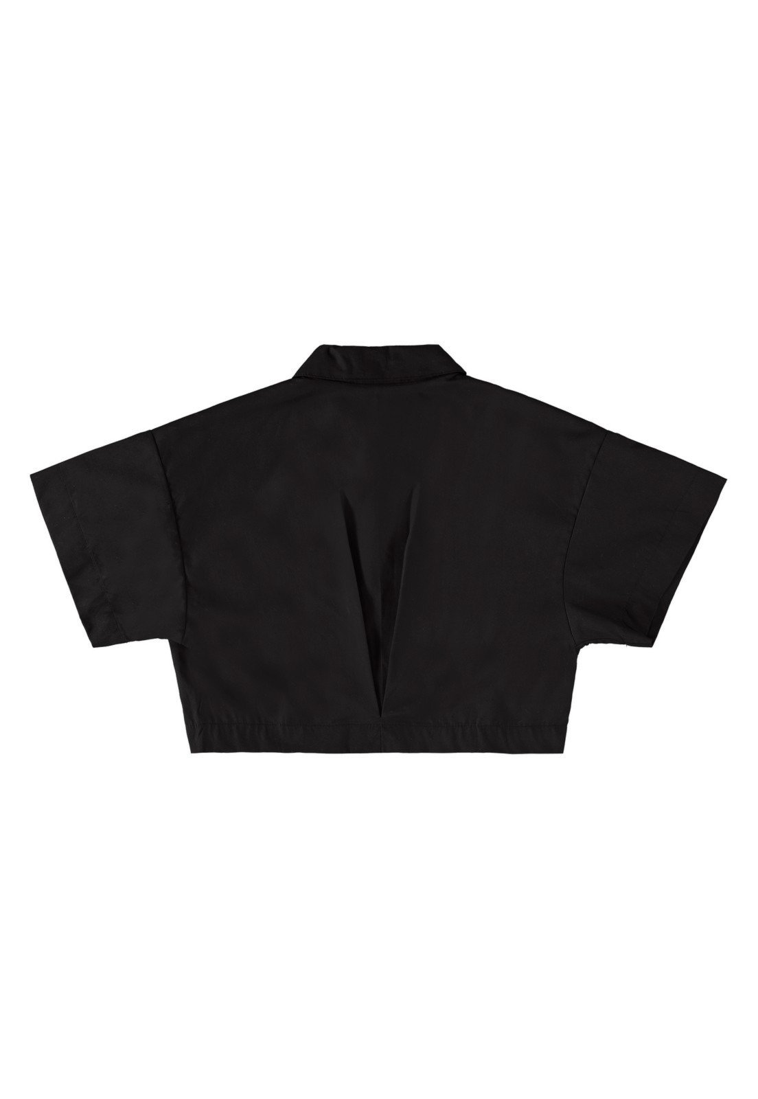 Vista 3 Infantil - Camisa Cropped Juvenil em Tricoline Gloss preto Gloss preto