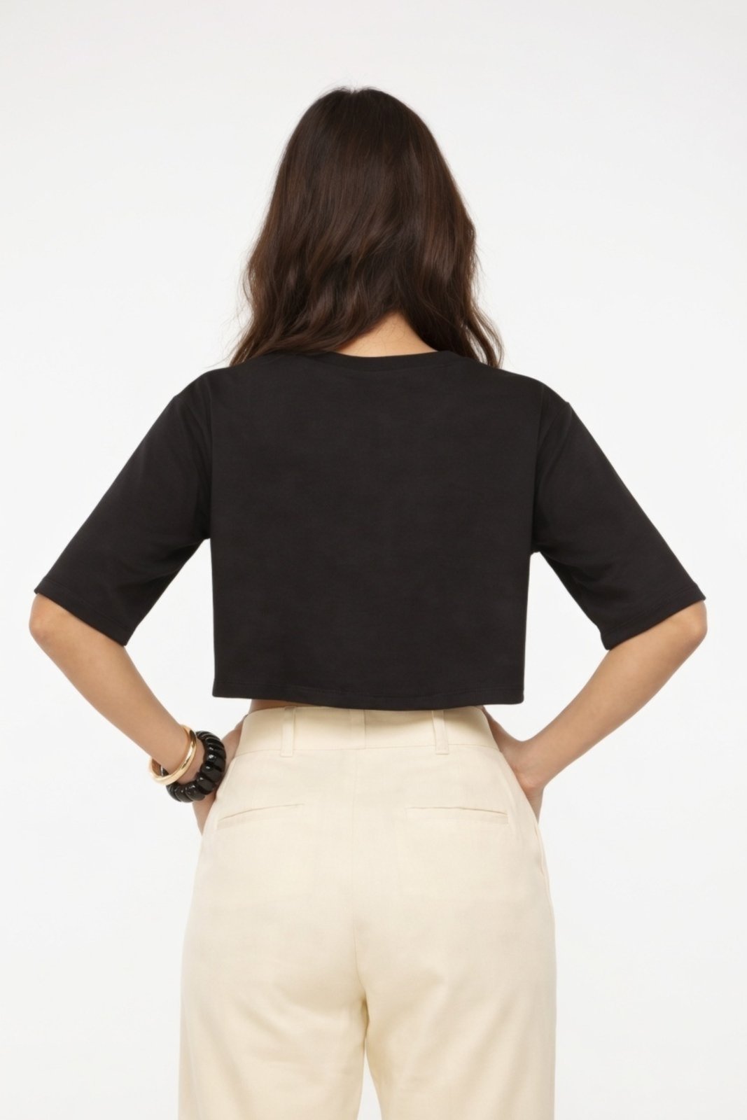 Vista 3 Cropped Oversize D Bell Outlet Fashion Liso preto D BELL OUTLET FASHION preto