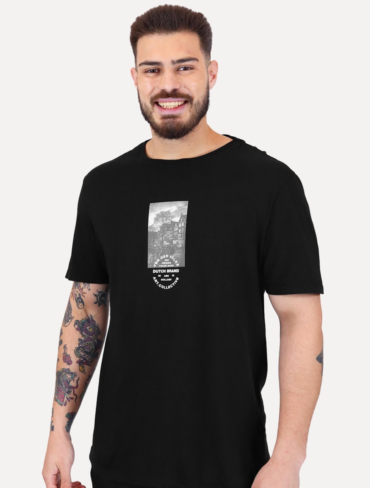 Camiseta Von der Volke Masculina Origineel AMS Holland Preta