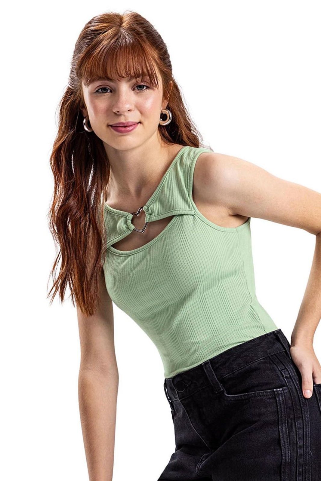 Infantil - Regata Cropped Juvenil Menina Heart Elian Beats Verde