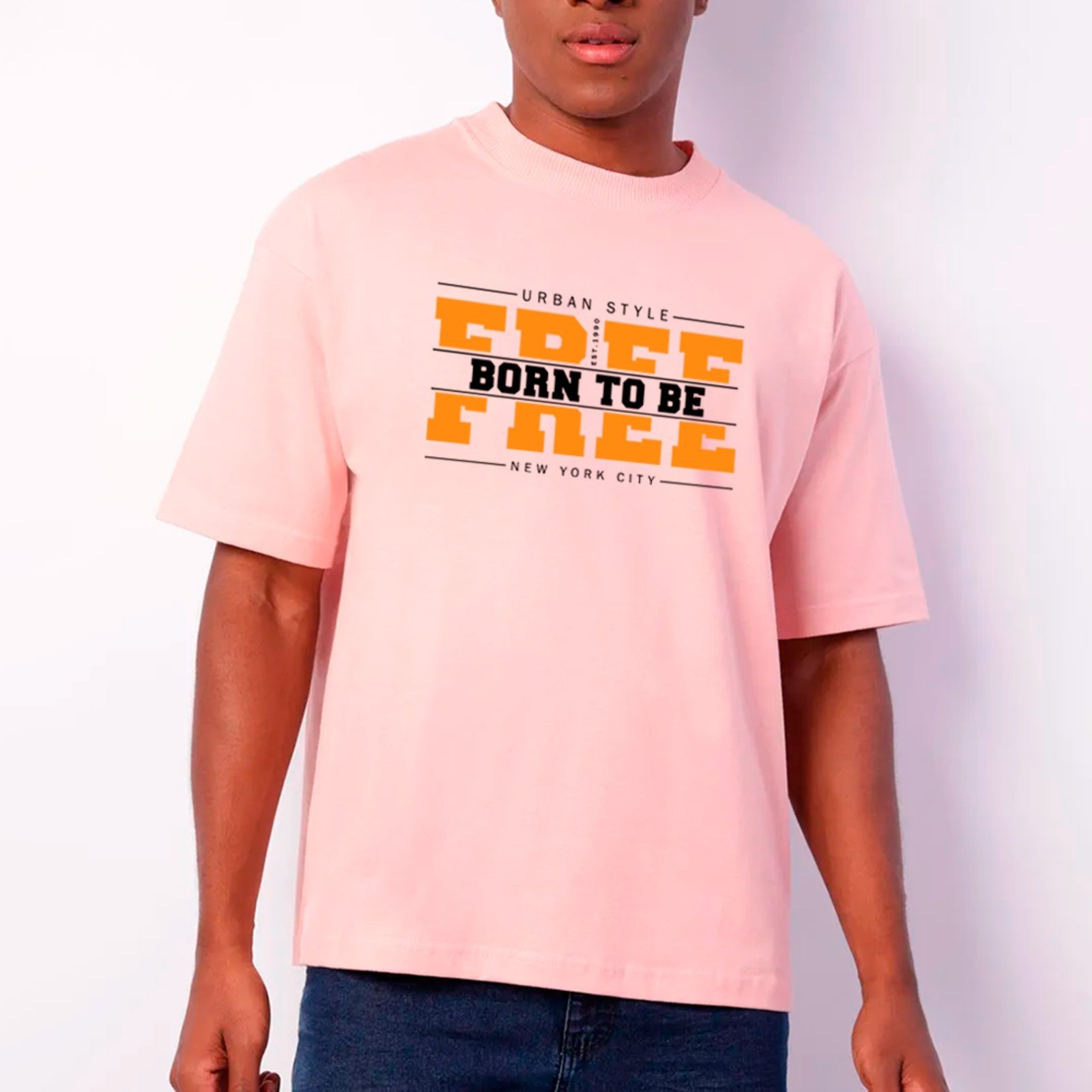 Camiseta Ousy Unissex Urban Style Born To Be Free Básica Rosa