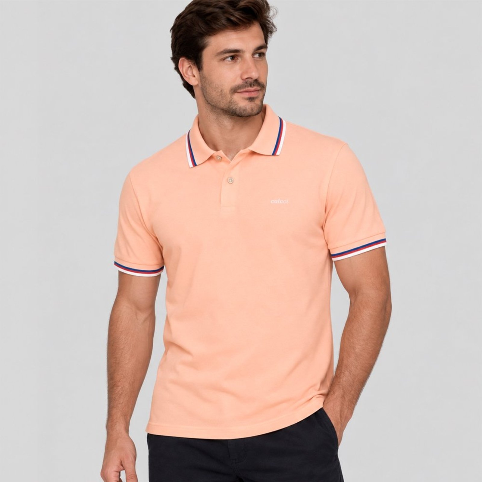 Camisa Polo Colcci Triple Line Ve27 Rosa Masculino