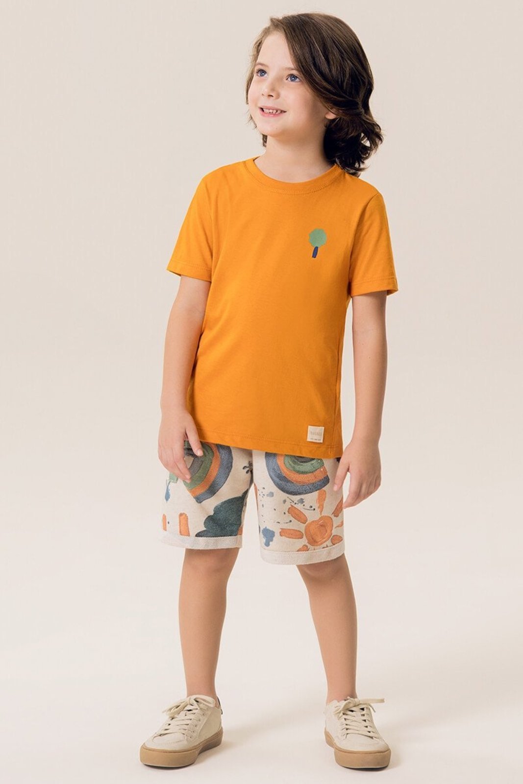Infantil - Conjunto Menino Bugbee Camiseta Malha e Bermuda em Moletom Eco Estampado