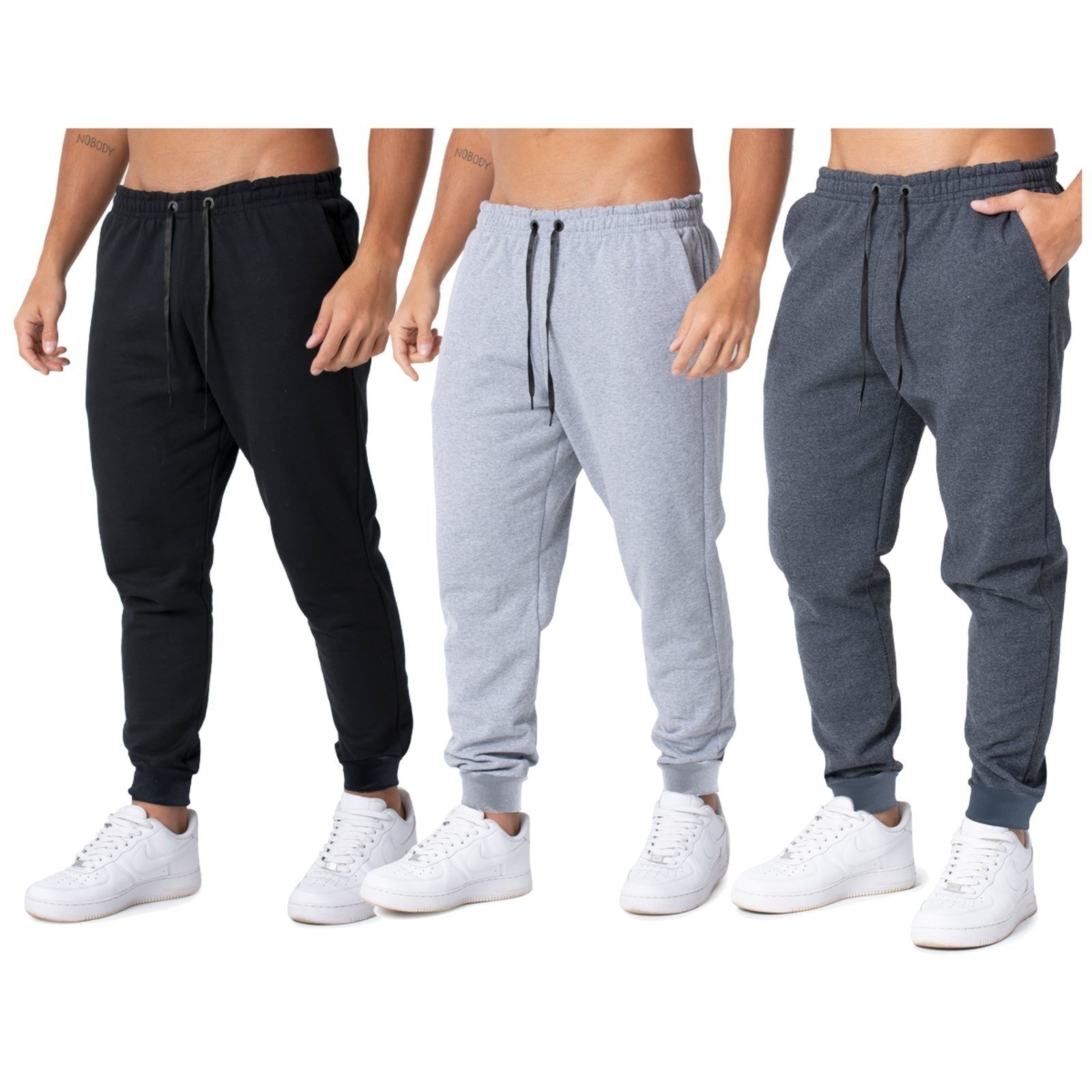 Kit 3 Calças de Moletom Grosso e Flanelado Debex Jogger Inverno Frio Treino Academia