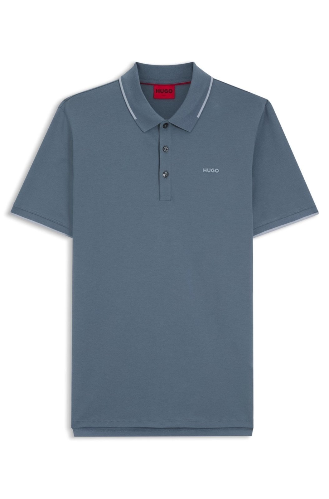 Polo De Ajuste Slim De Algodão Elástico Com Logo Estampado