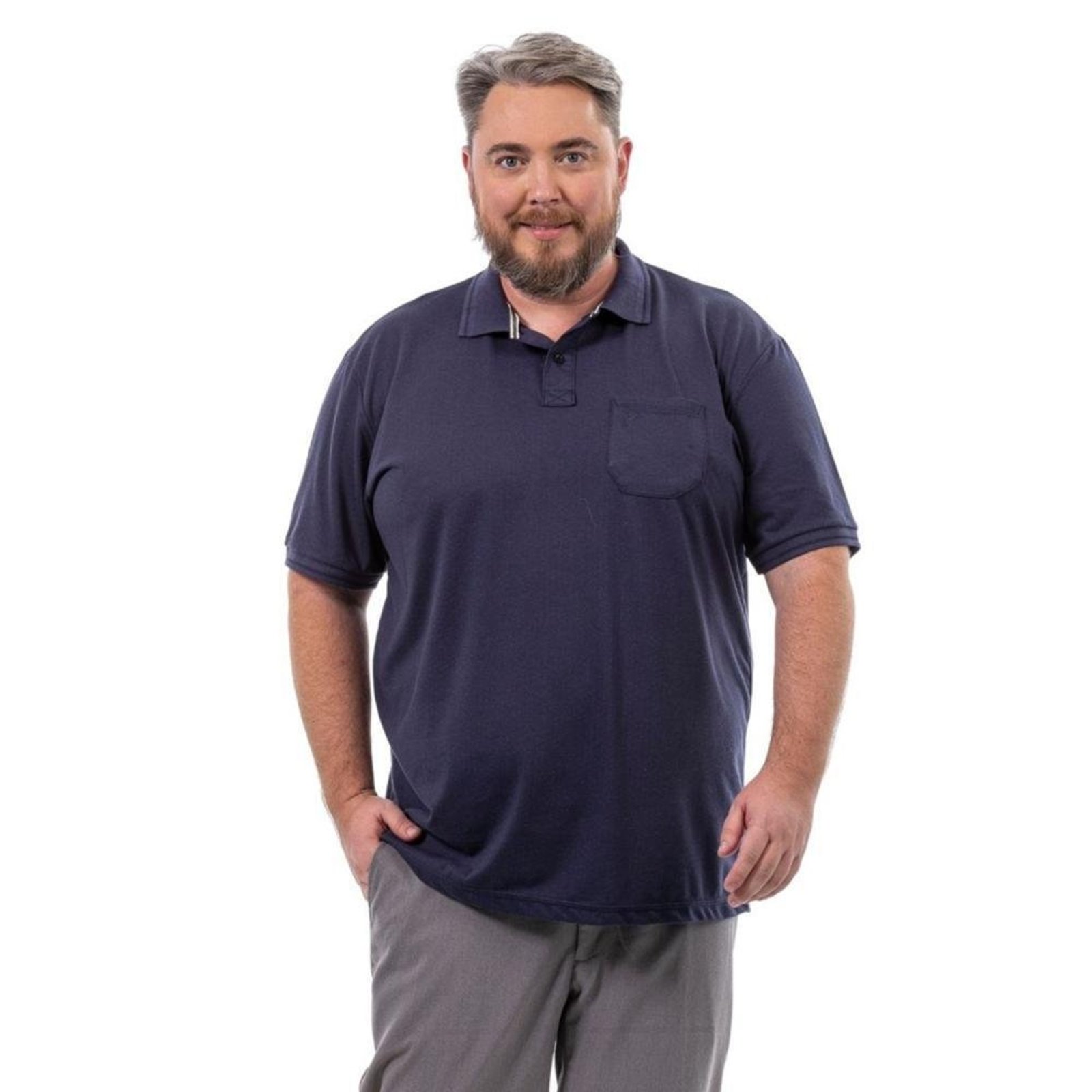 Camisa Polo Masculina Plus Com Bolso Dia a Dia