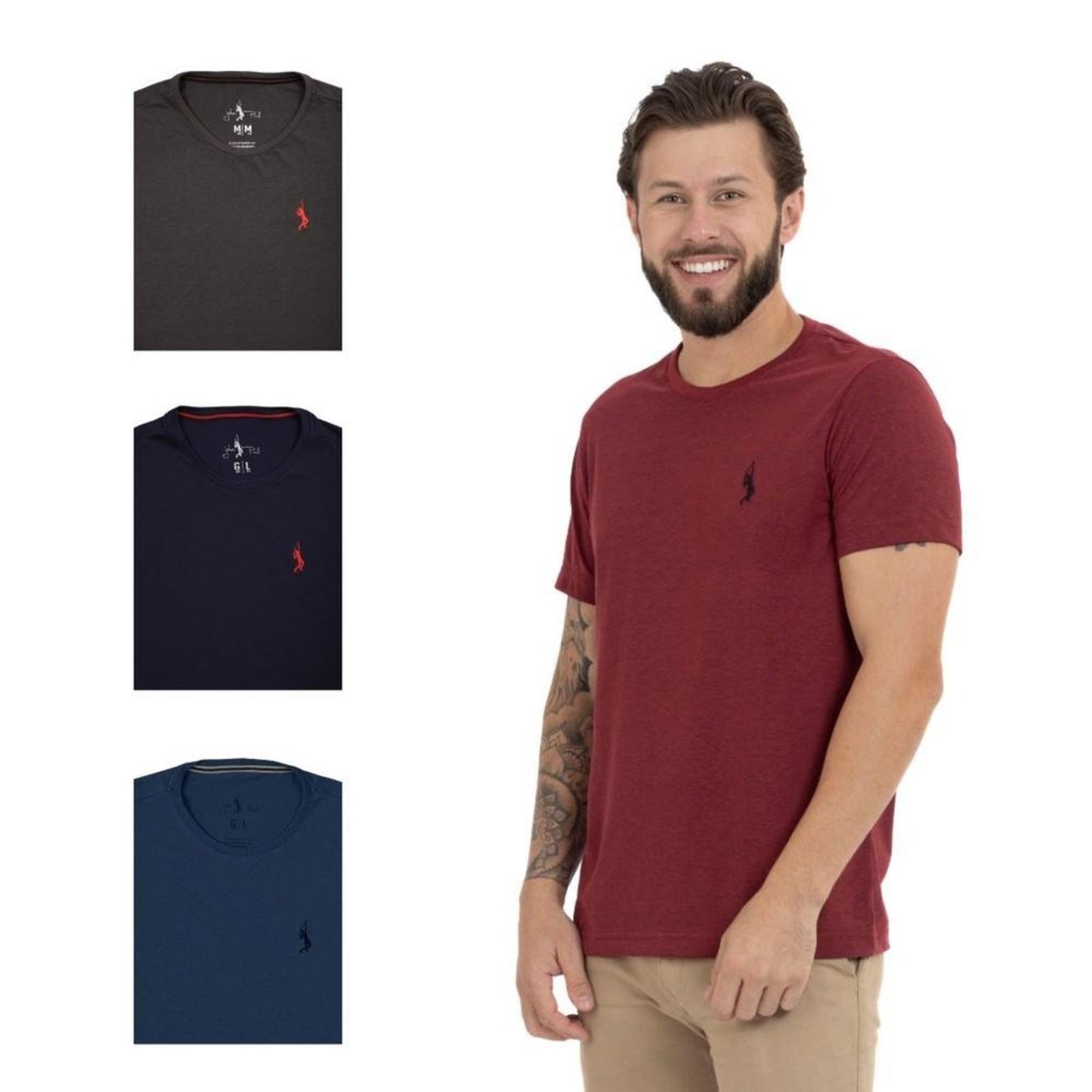 Kit 4 Camiseta Básica Casual Masculina Confortável em Malha Leve