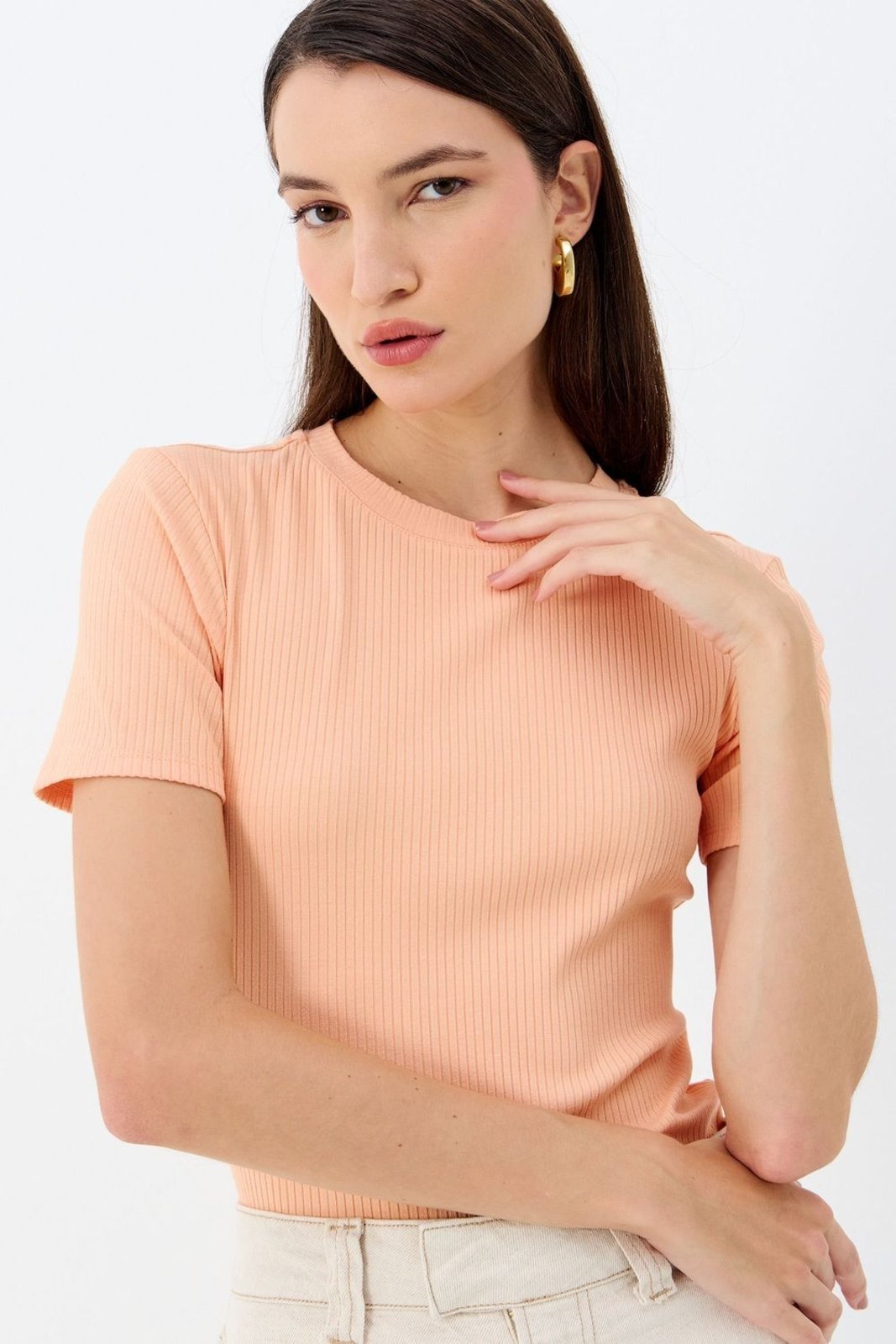Vista 2 Blusa Canelada Básica ACT FEMININO preto ACT FEMININO preto