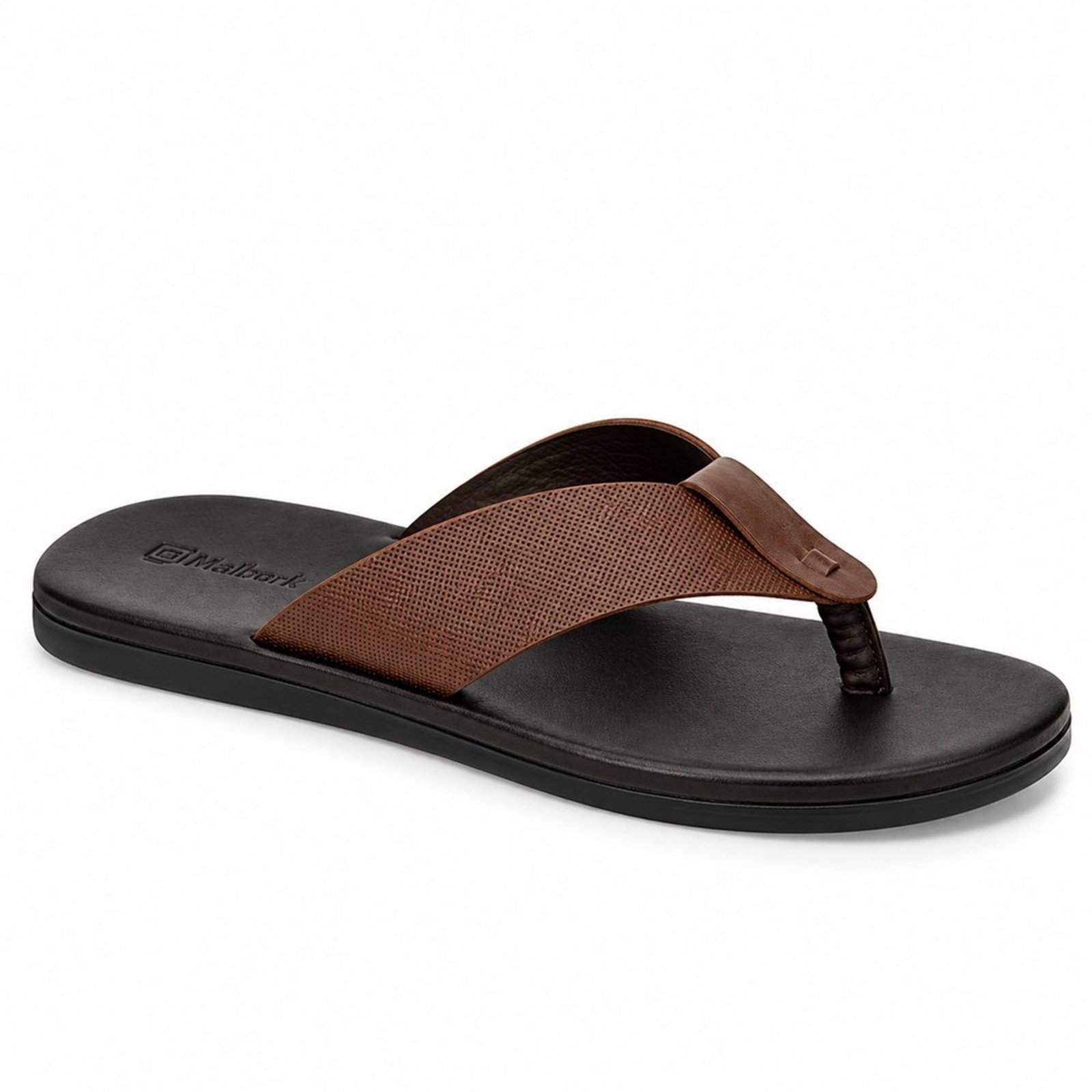 Chinelo Masculino Couro Malbork Marrom Confortável Casual