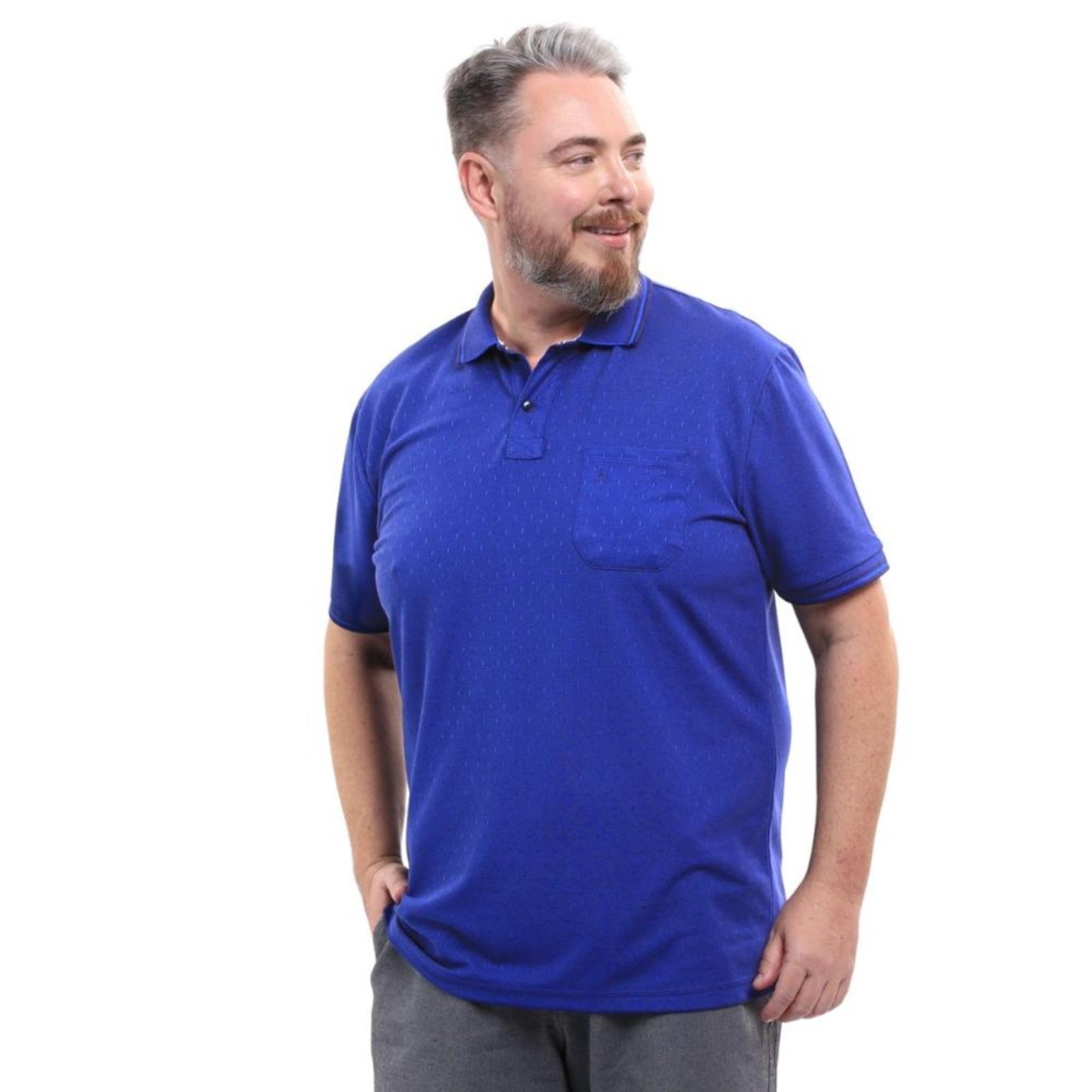 Camisa Polo Masculina Plus Size Pique Algodão com Bolso