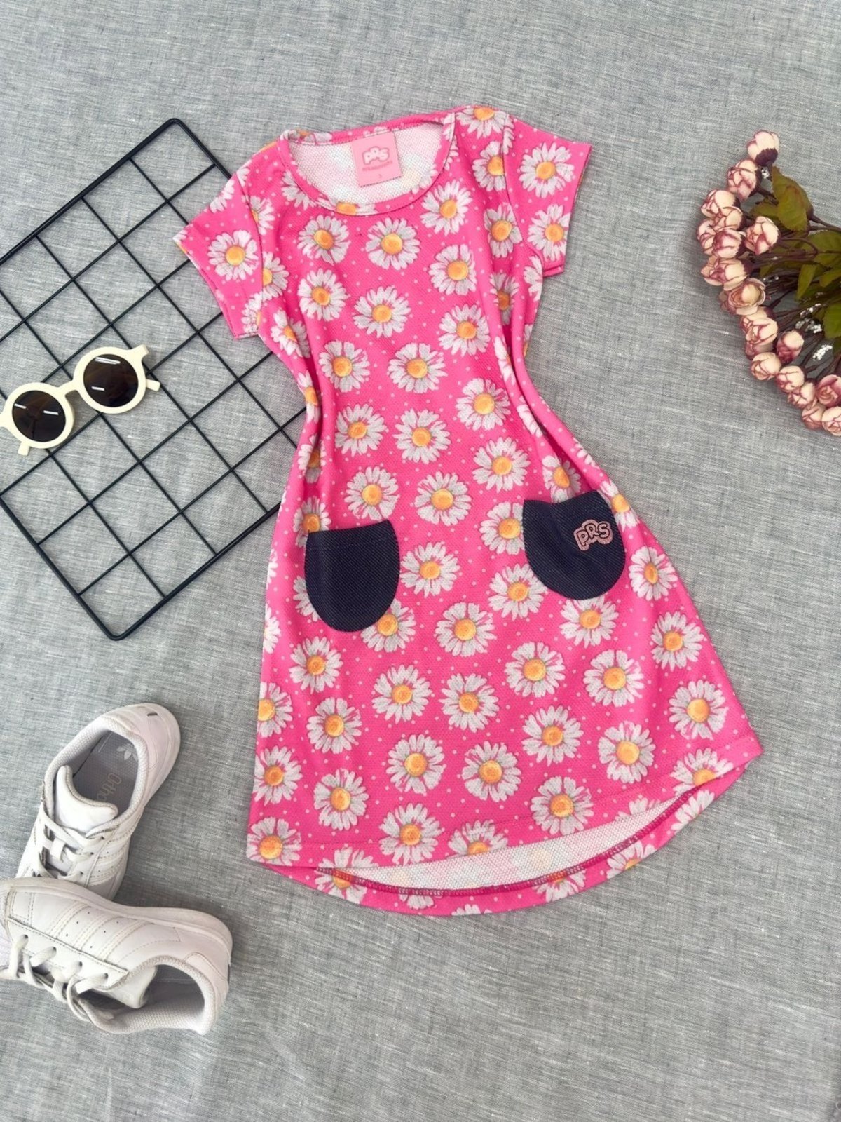 Infantil – Vestido Margaridas Rosa – Babei