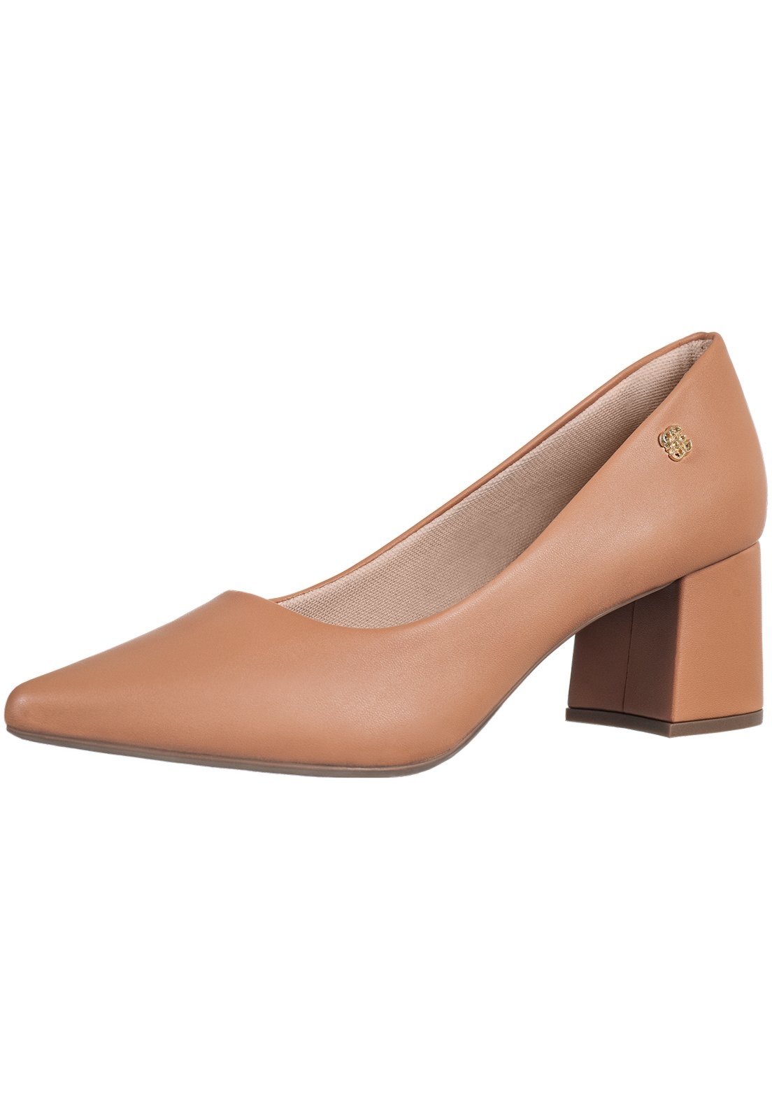 Vista 2 Scarpin Salto Bloco Gigil Sapato Bico Fino Salto Médio Blush Nude caramelo/nude nude Gigil caramelo/nude nude