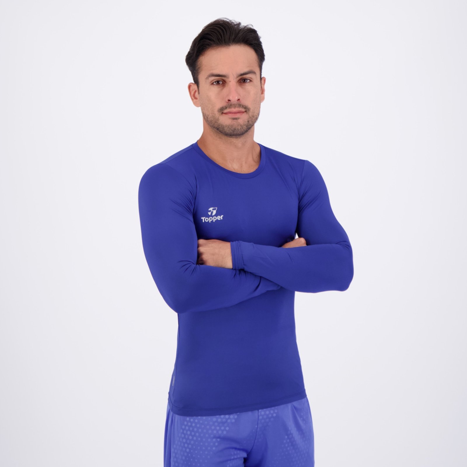 Vista 3 Camisa Térmica Topper Classic New Manga Longa azul Topper azul