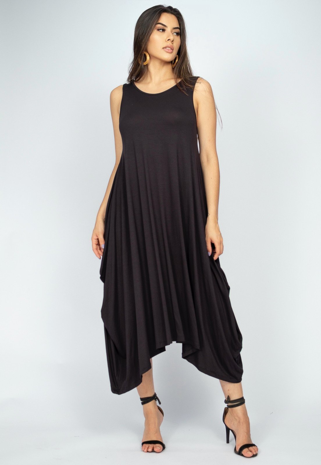 Vista 2 Vestido Saruel Regata Amazonia Vital Malha Amazonia Vital preto