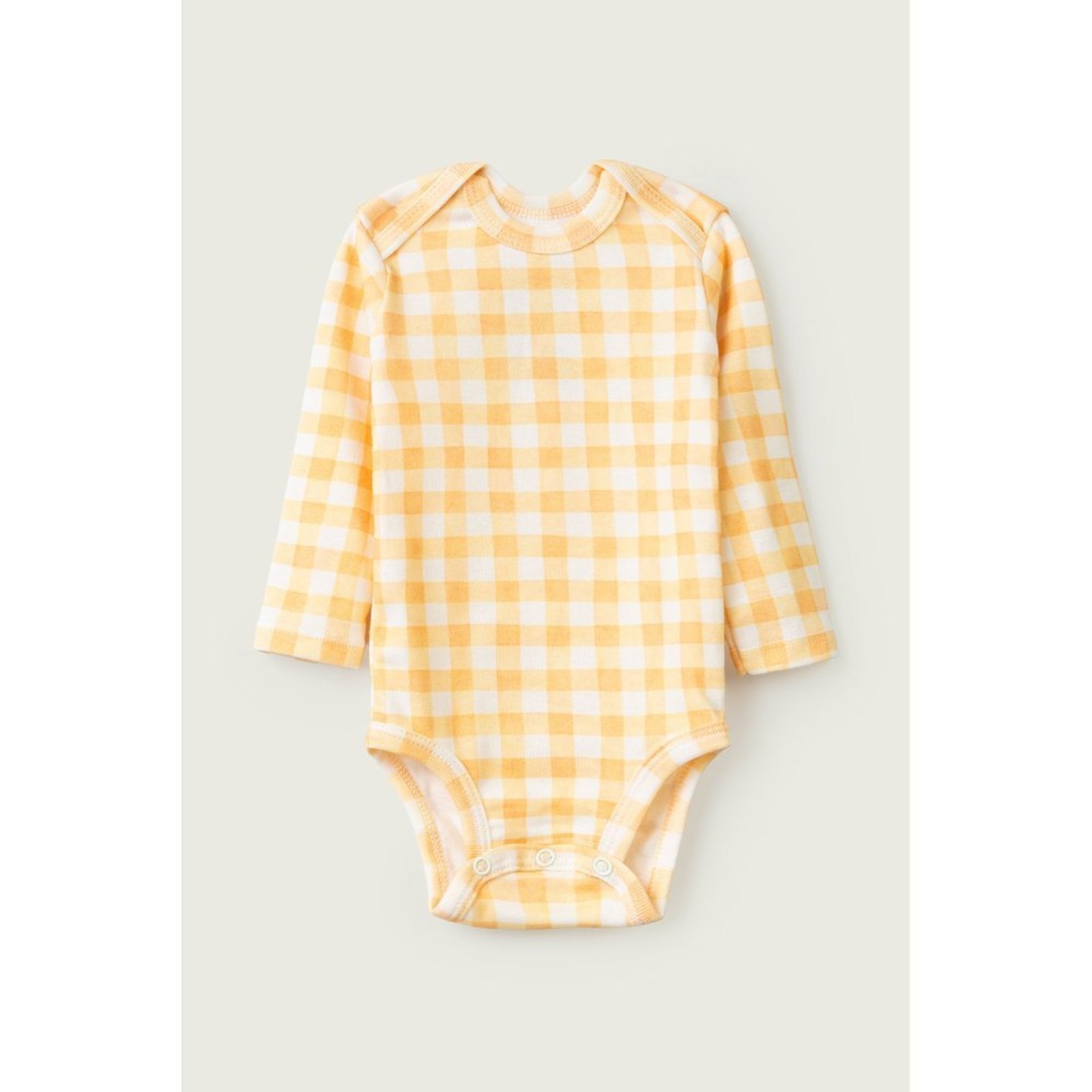 Infantil - Body Longo do Papai Amarelo Xadrez