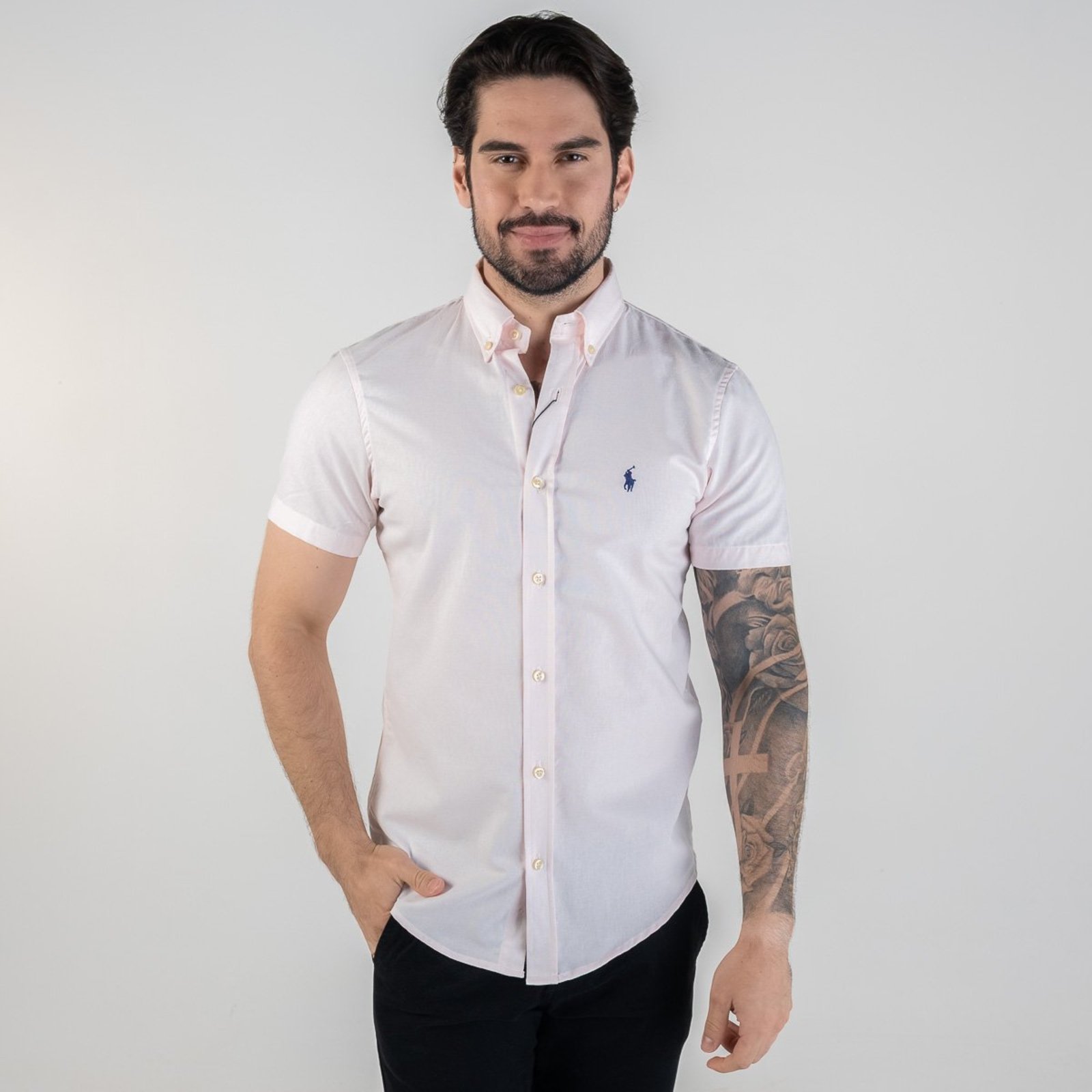 Camisa RL Oxford Rosa Manga Curta