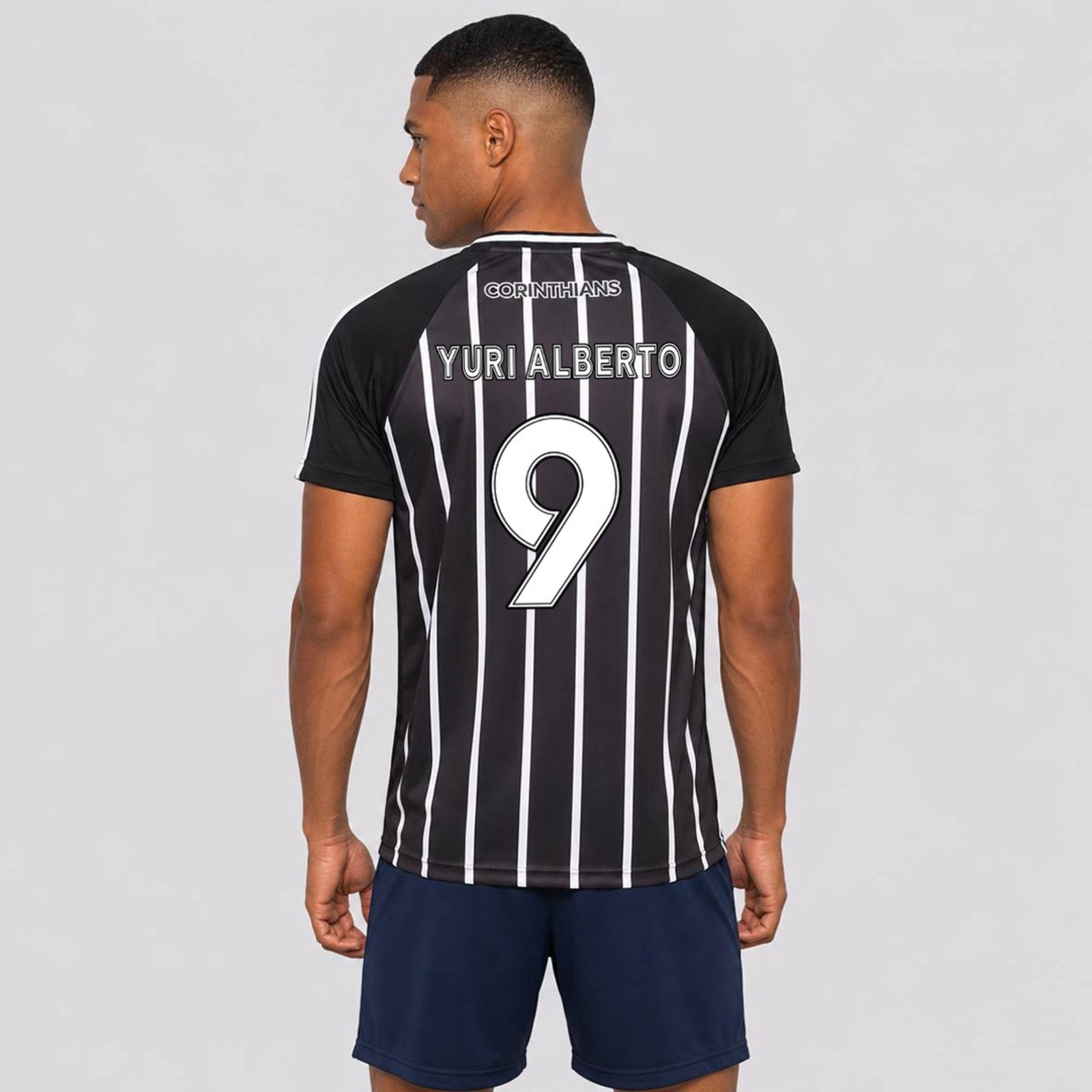 Camisa Corinthians Raglan Dry Preta 9 Yuri Alberto