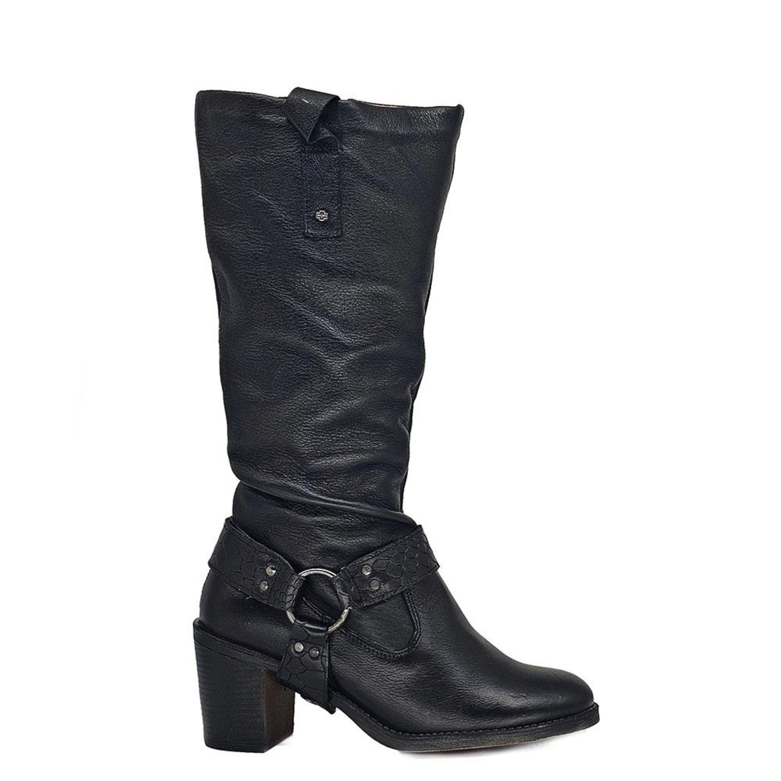 Bota Feminina ELO004 Couro Anc Preto Incolor