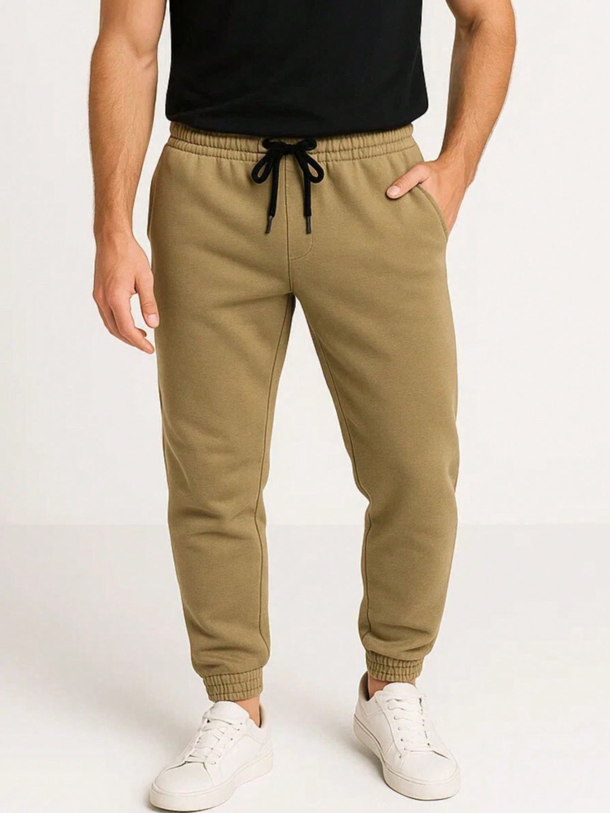 Calça de Moletom Masculina Jogger Caramelo Básica Forrado Felpudo Flanelado com Bolso