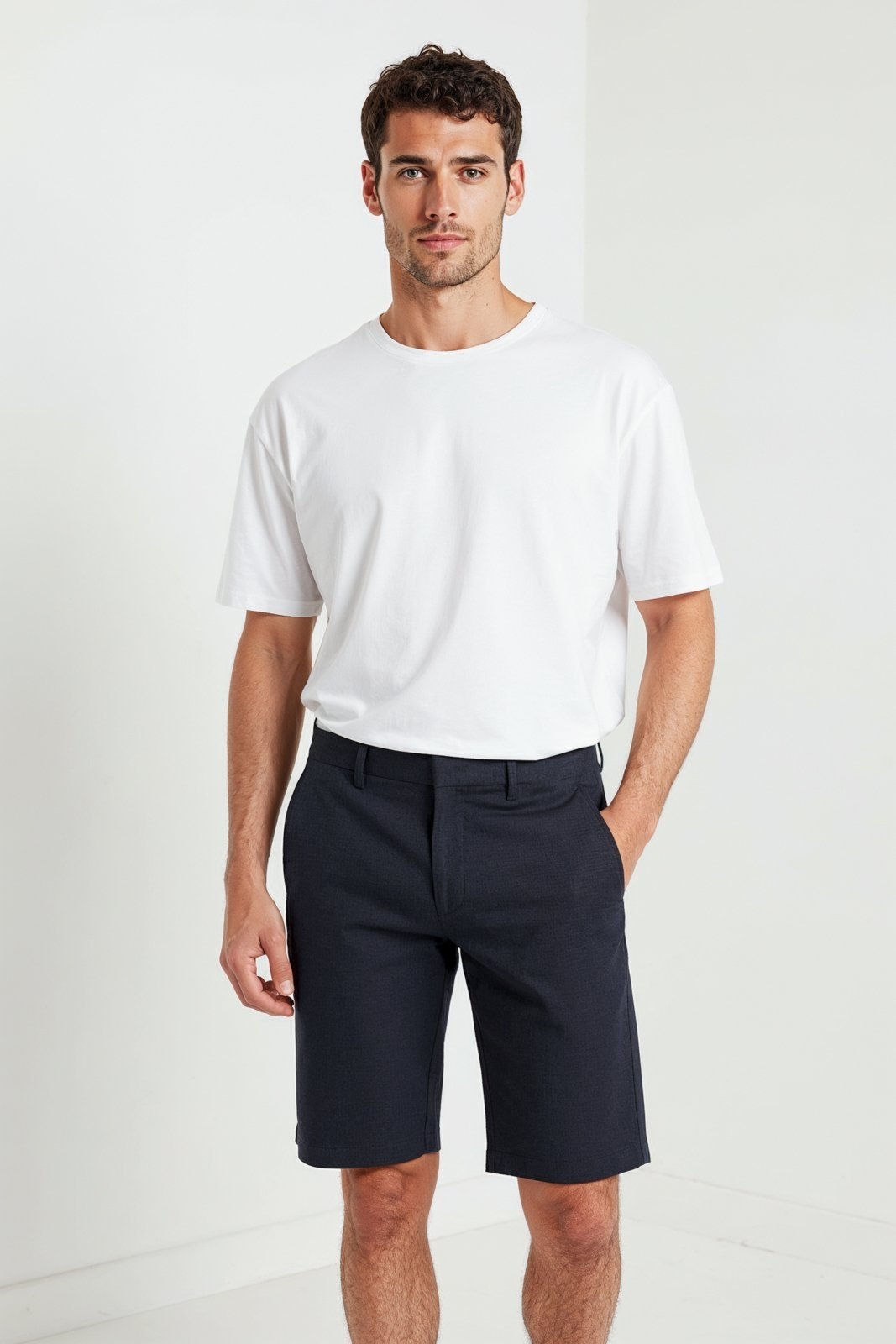 Bermuda Alfaiataria Slim Traymon Marinho
