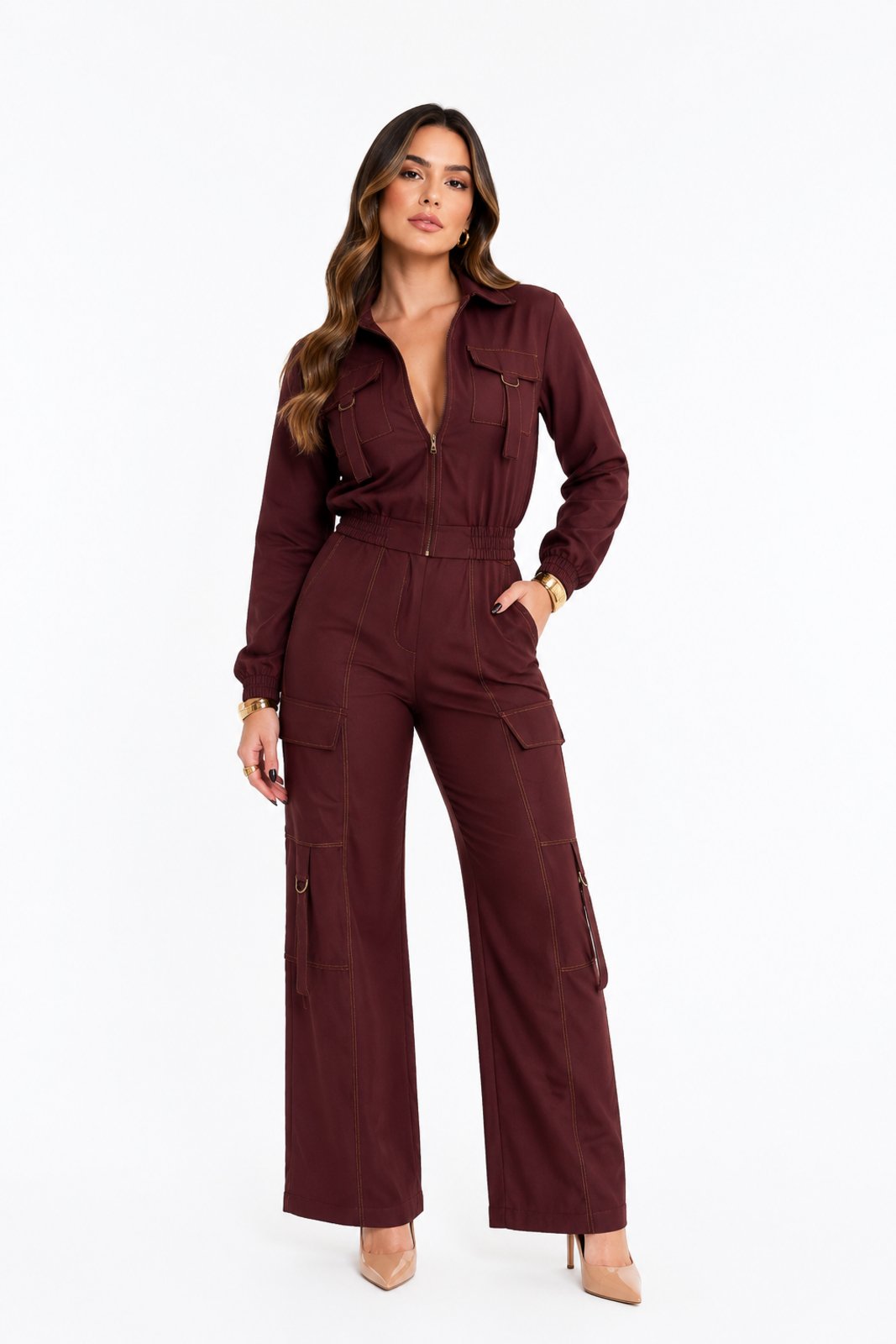 Conjunto Feminino D Bell Outlet Fashion Sensorial Marrant Marrom