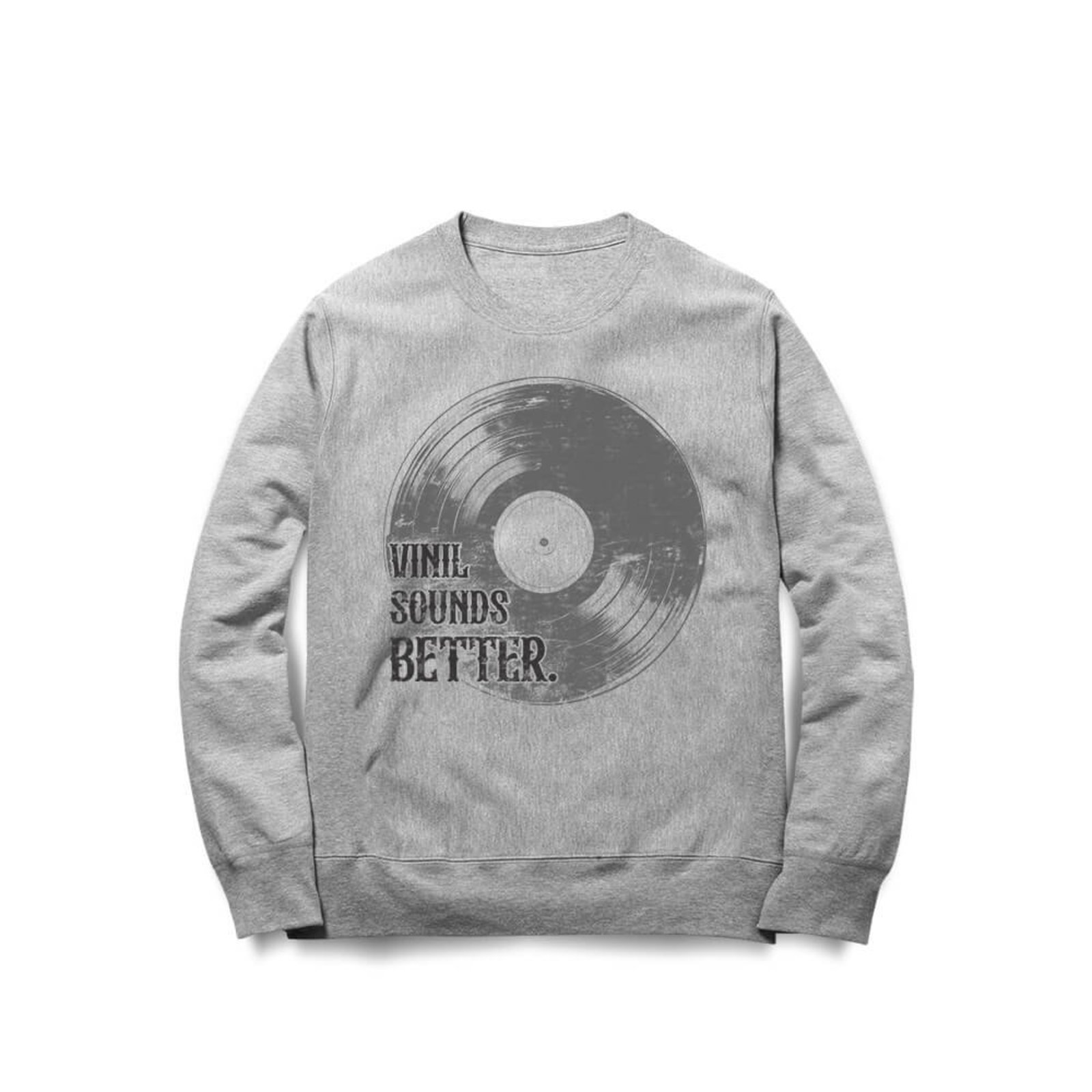 Moletom Vinyl Sounds Better - Mescla Cinza - Casual - Studio Geek