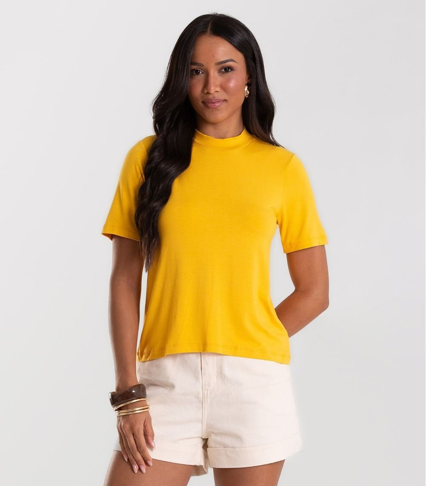 Blusa Feminina Básica em Malha Visco Rovitex Laranja