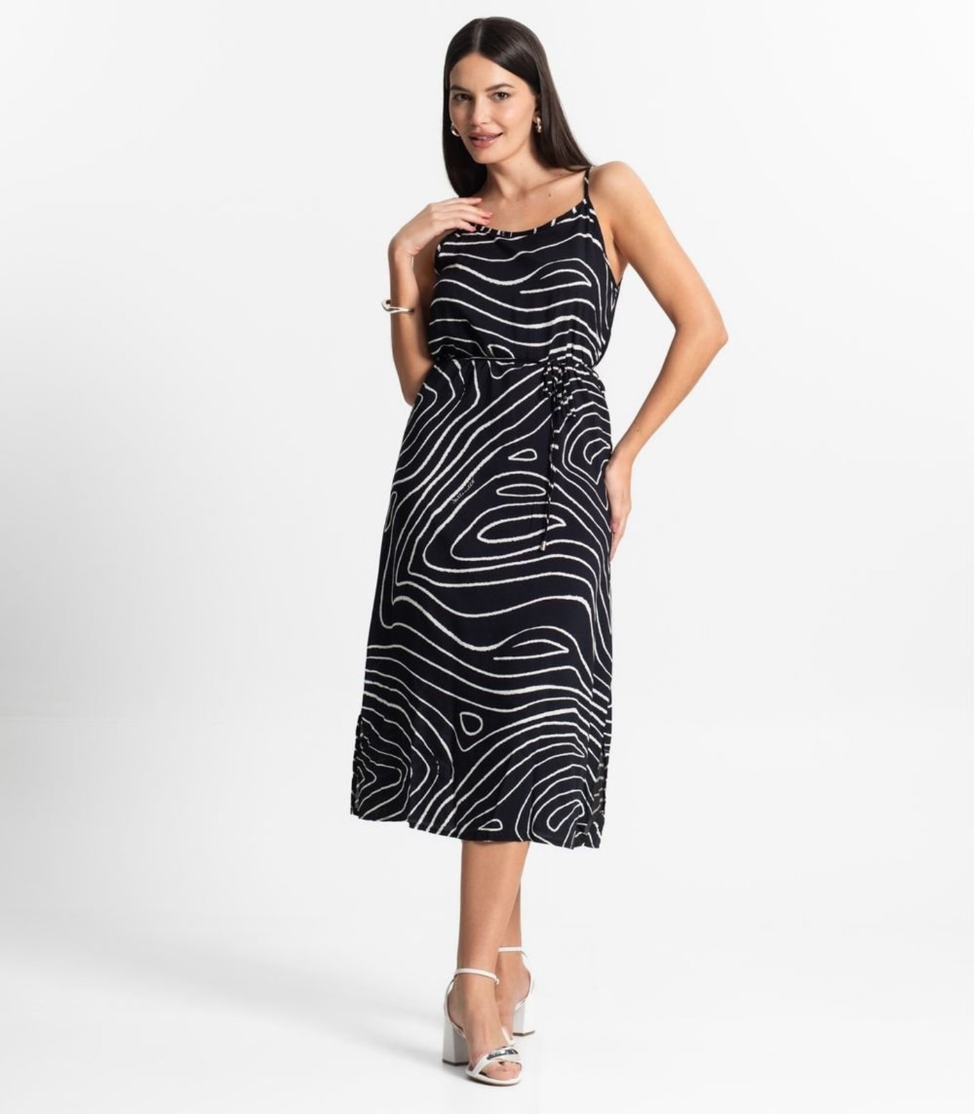Vestido Midi Feminino Estampado Select Preto