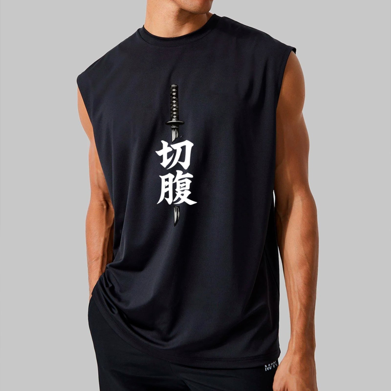 Camiseta Regata Machão Ousy Katana Japonesa Oversized Masculina Preto