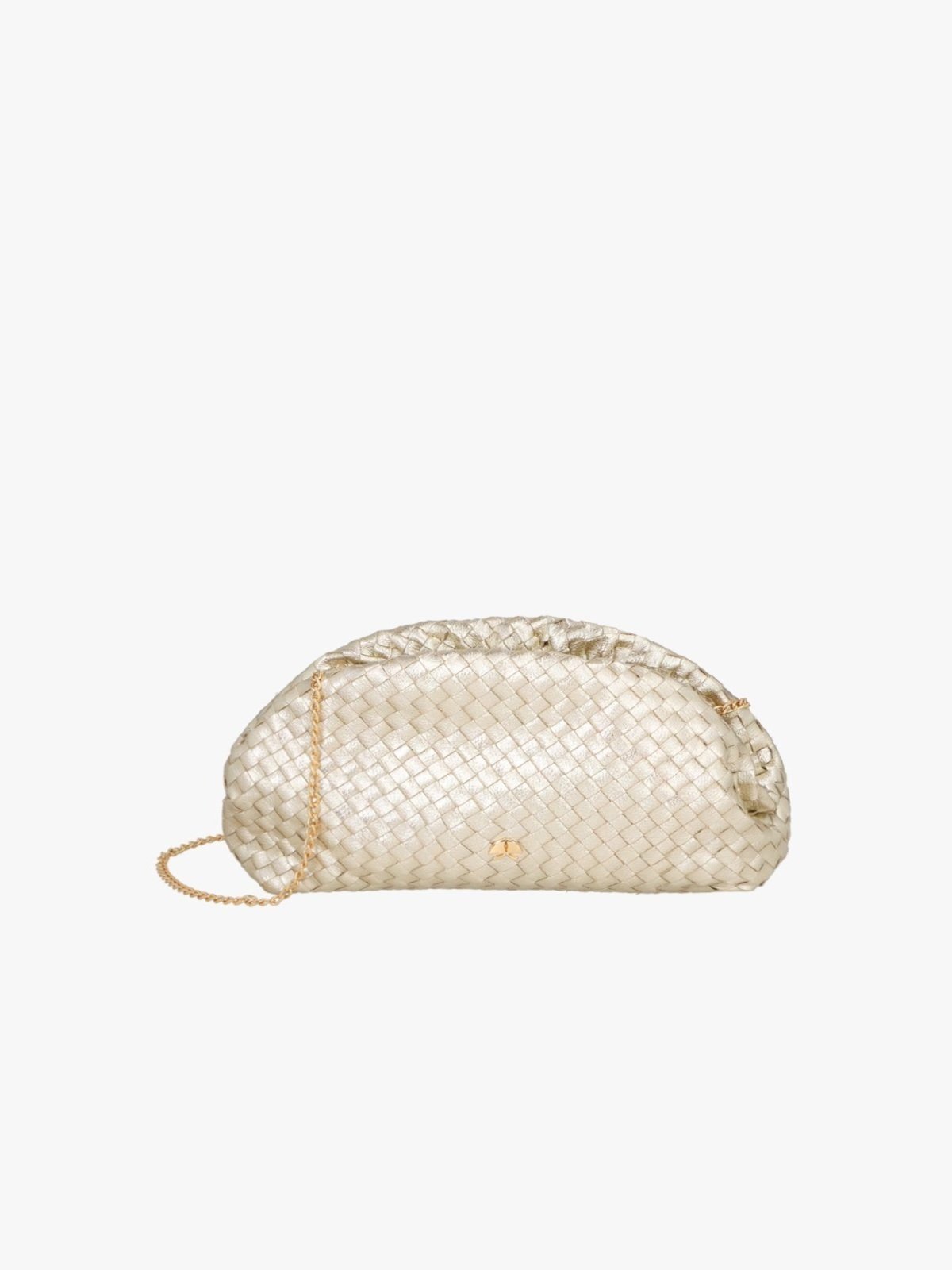 Bolsa Transversal Pequena Metalizada Ouro Tressê