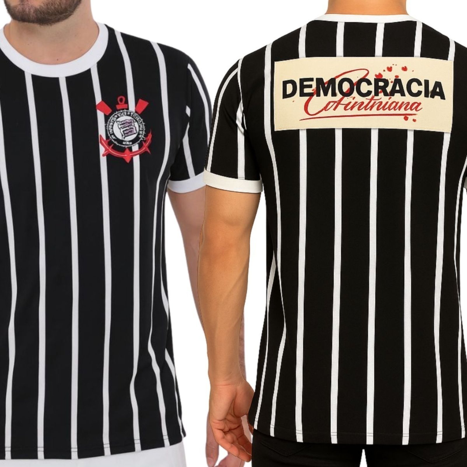 Camisa Retrô Corinthians Democracia 1982 Masculina Oficial Licenciada Preto