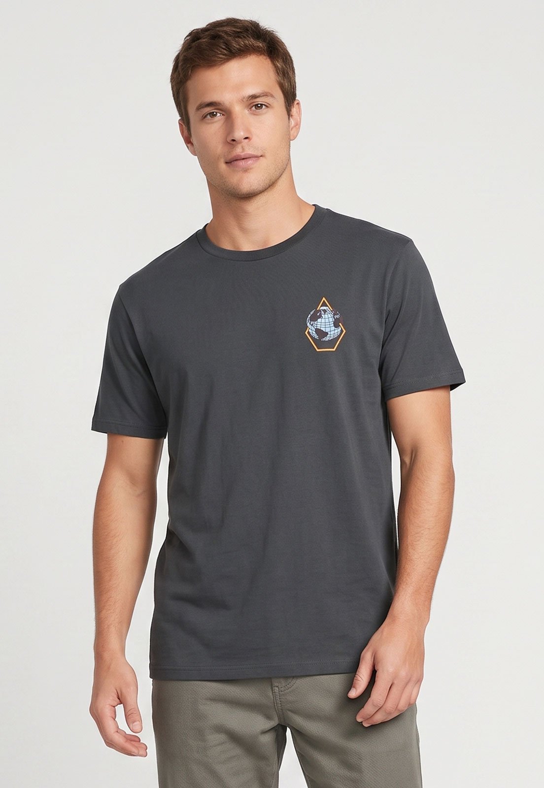 Camiseta Masculina Volcom Silk Earth Tripper Cinza